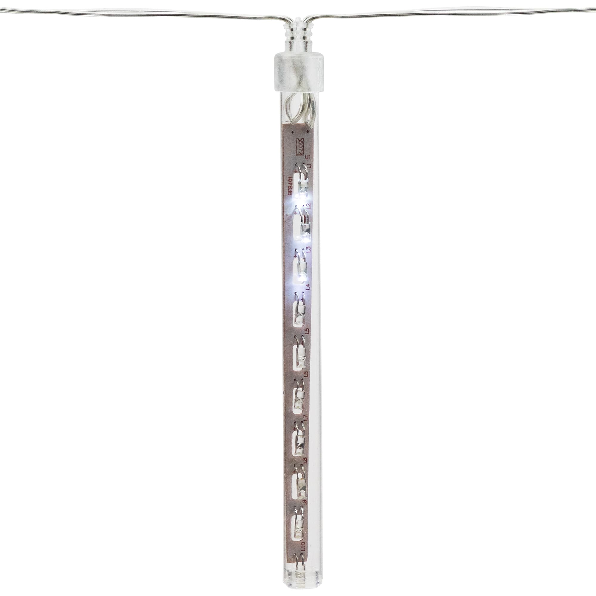10ct. White Transparent Dripping Icicle Snowfall Christmas Light Tubes with Clear Wire
