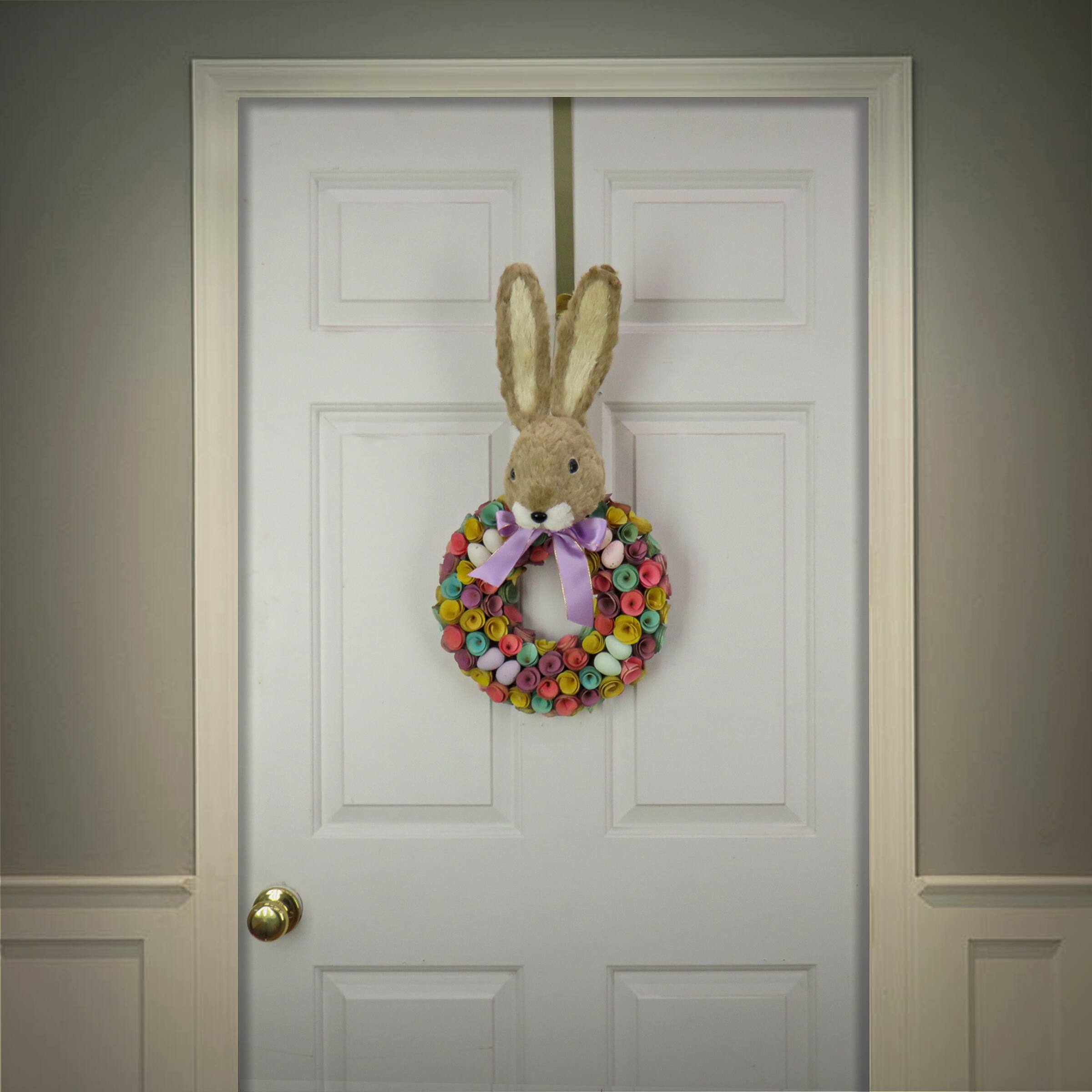 24" Bunny Head Topped Floral Wreath