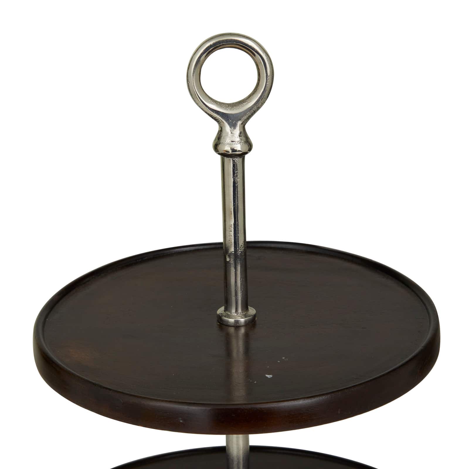 18" Dark Brown Mango Wood 2 Tiered Server