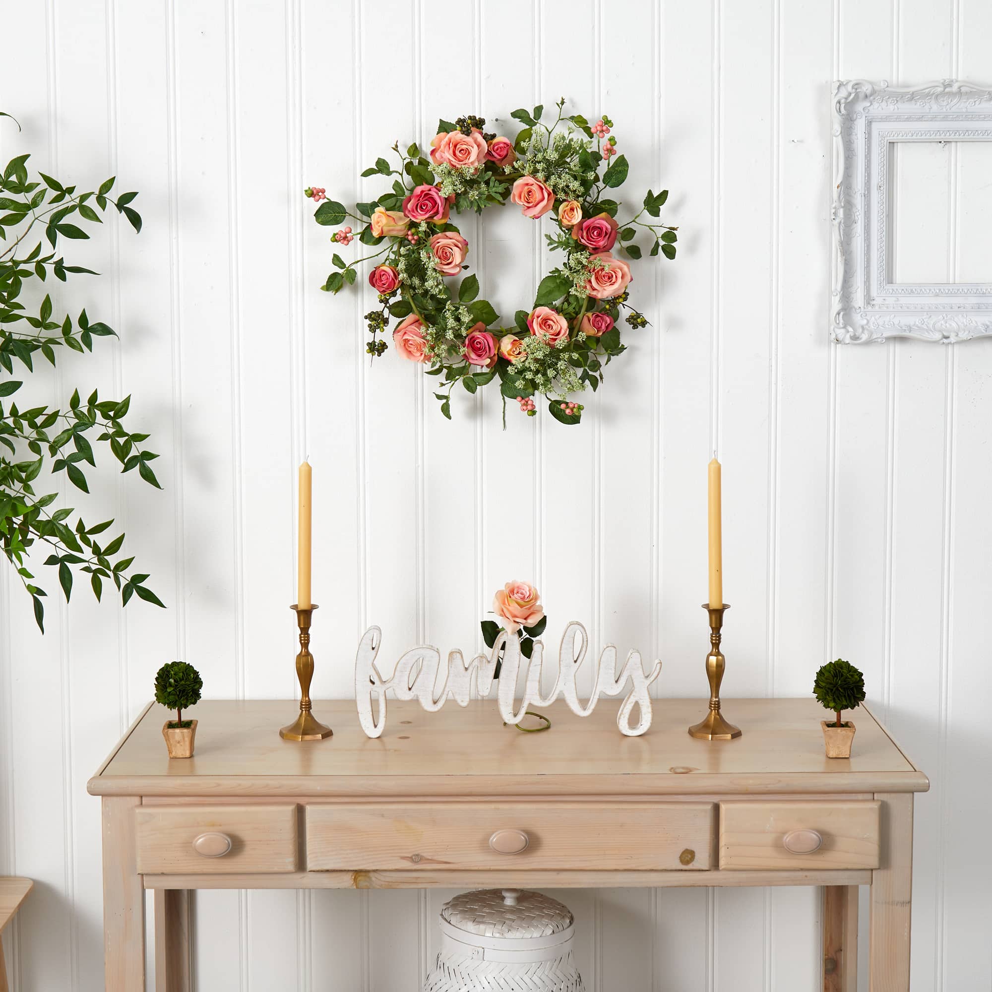 20" Pink and Green Rose Wreath