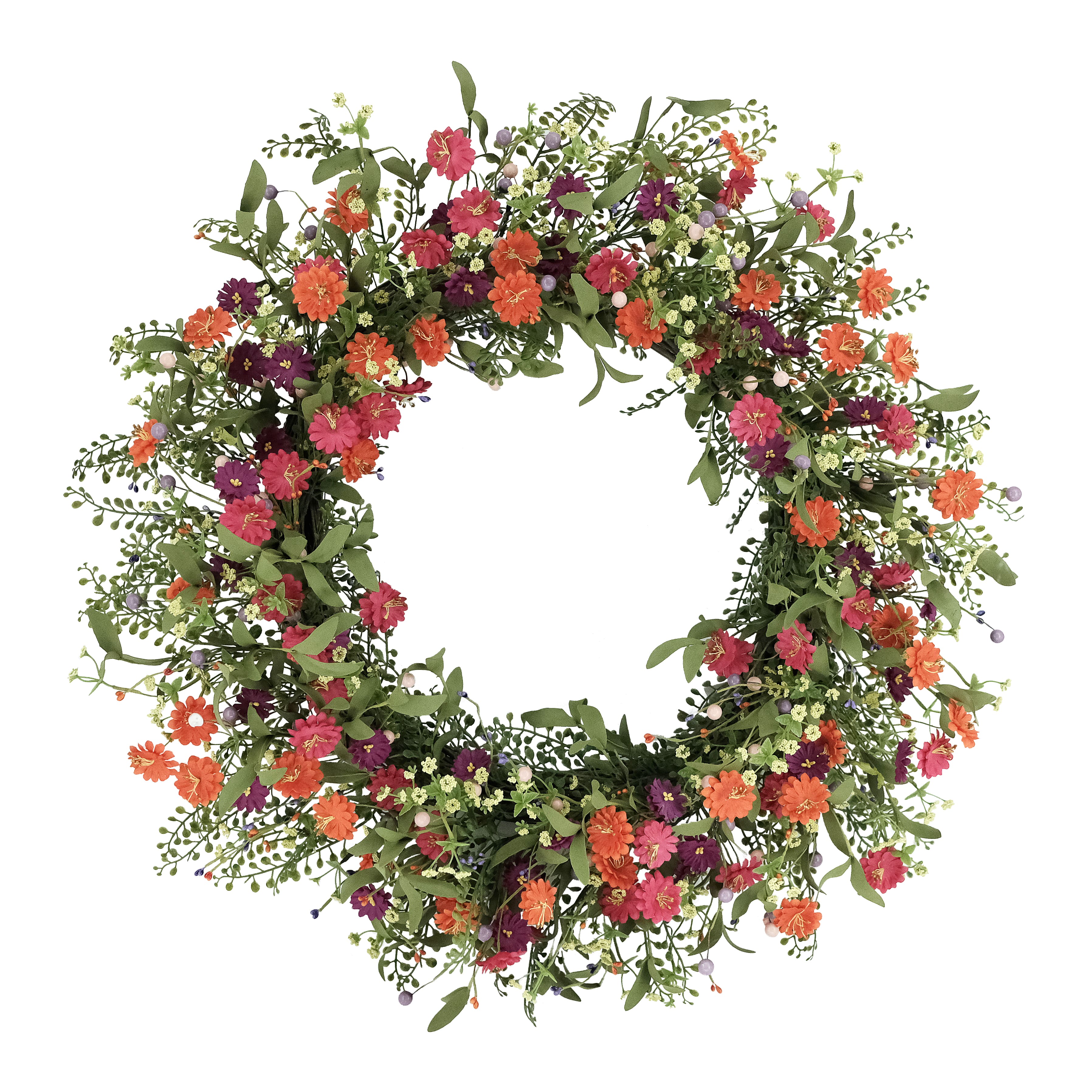 6 Pack: 30" Orange, Purple & Peach Daisy Floral Spring Wreath
