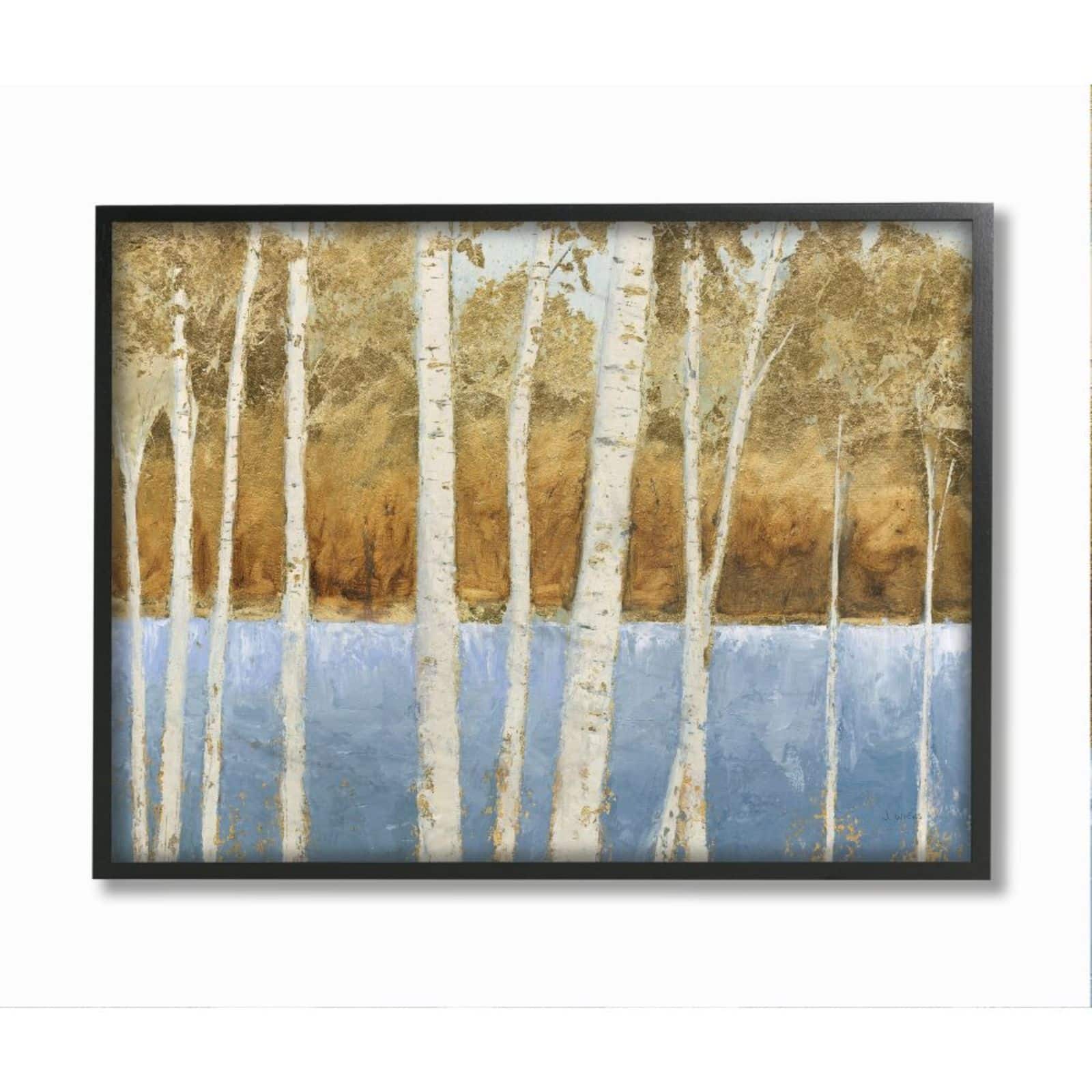Stupell Industries Birch Tree Lake Landscape Nature Wood Framed Wall Art