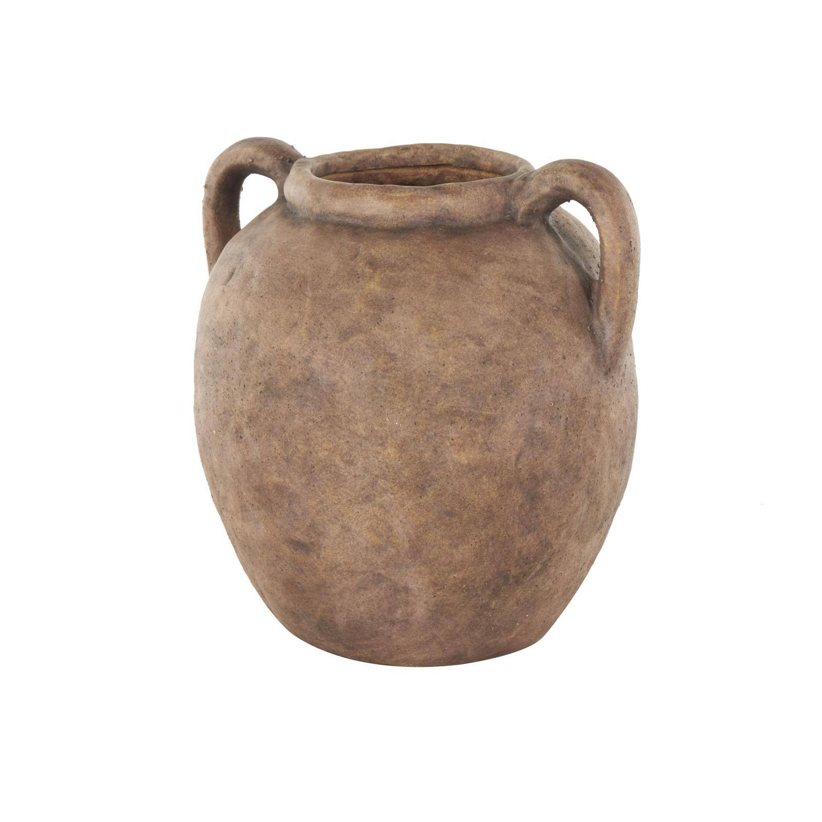 10.5" Copper Antique-Style Textured Ceramic Vase with Handles