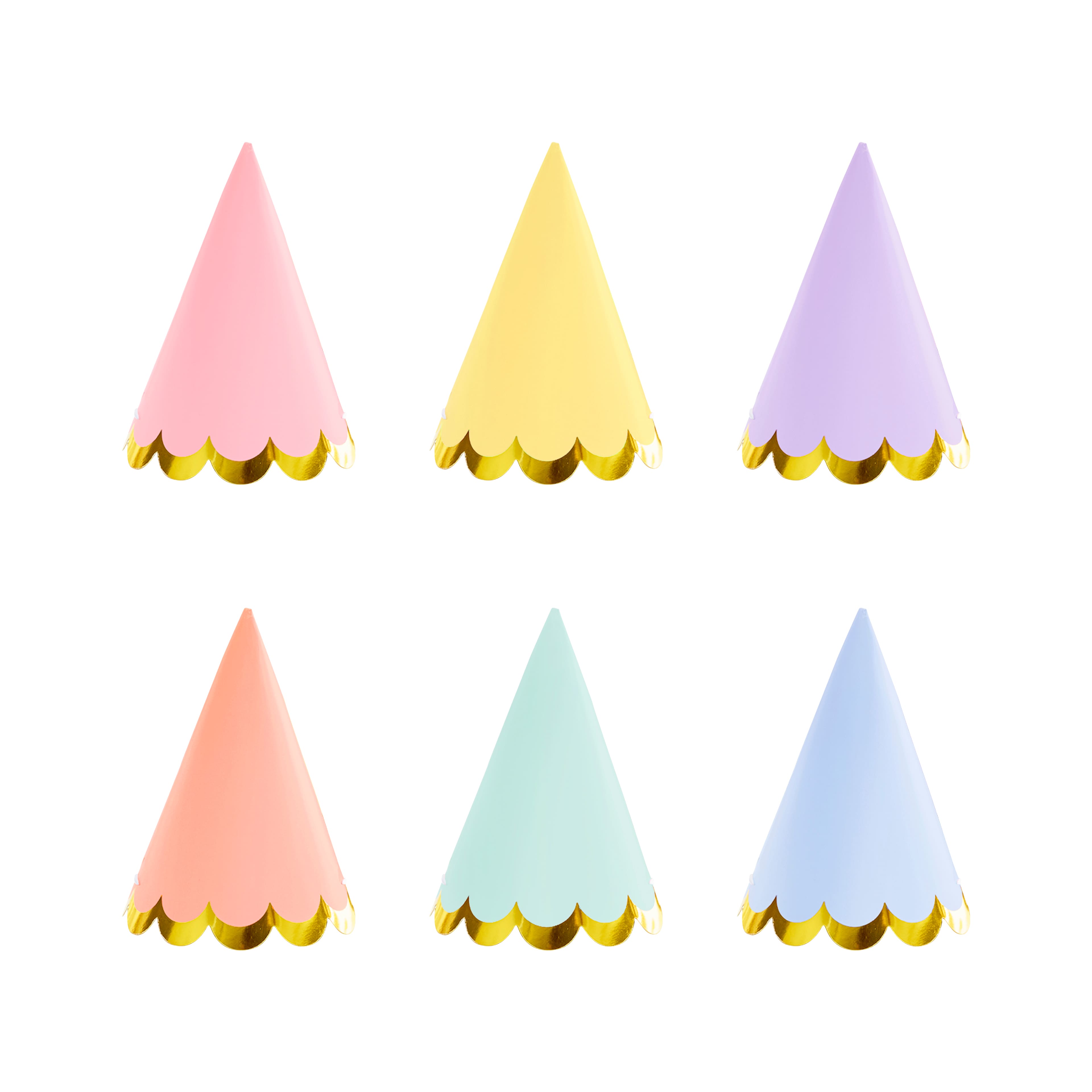 12 Packs: 6 ct. (72 total) 5" Pastel with Foil Scallop Party Hats by Celebrate It™
