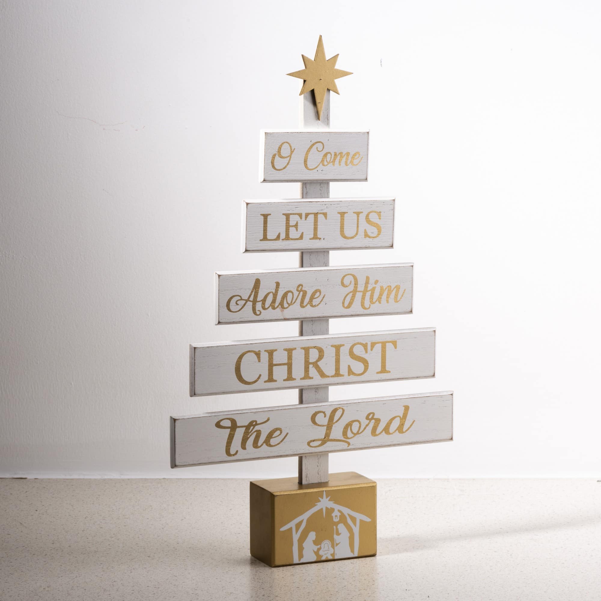Glitzhome® 18" Wooden Nativity Tree Tabletop Décor
