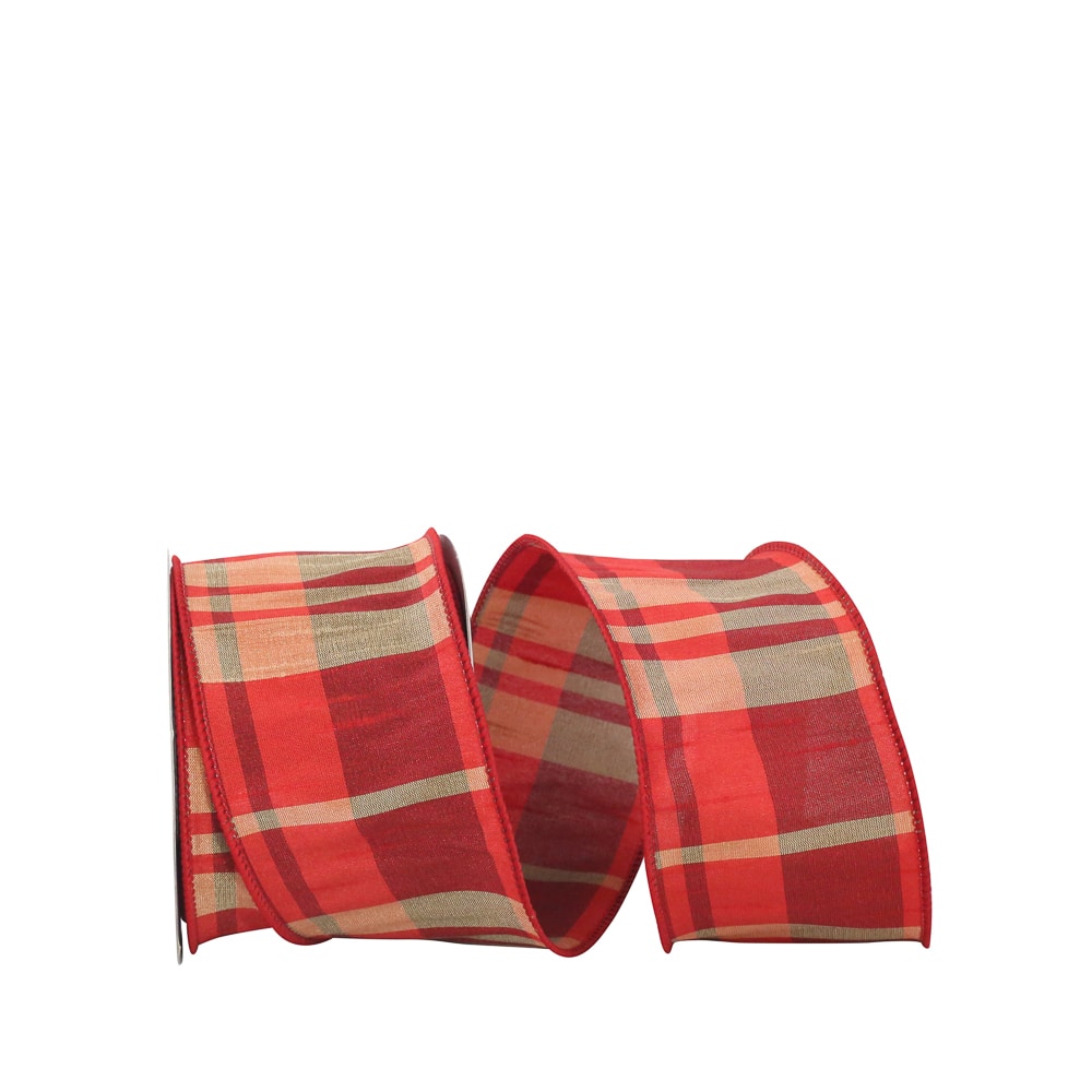 JAM Paper 2.5" x 10yd. Wired Grand Dupione Plaid Ribbon