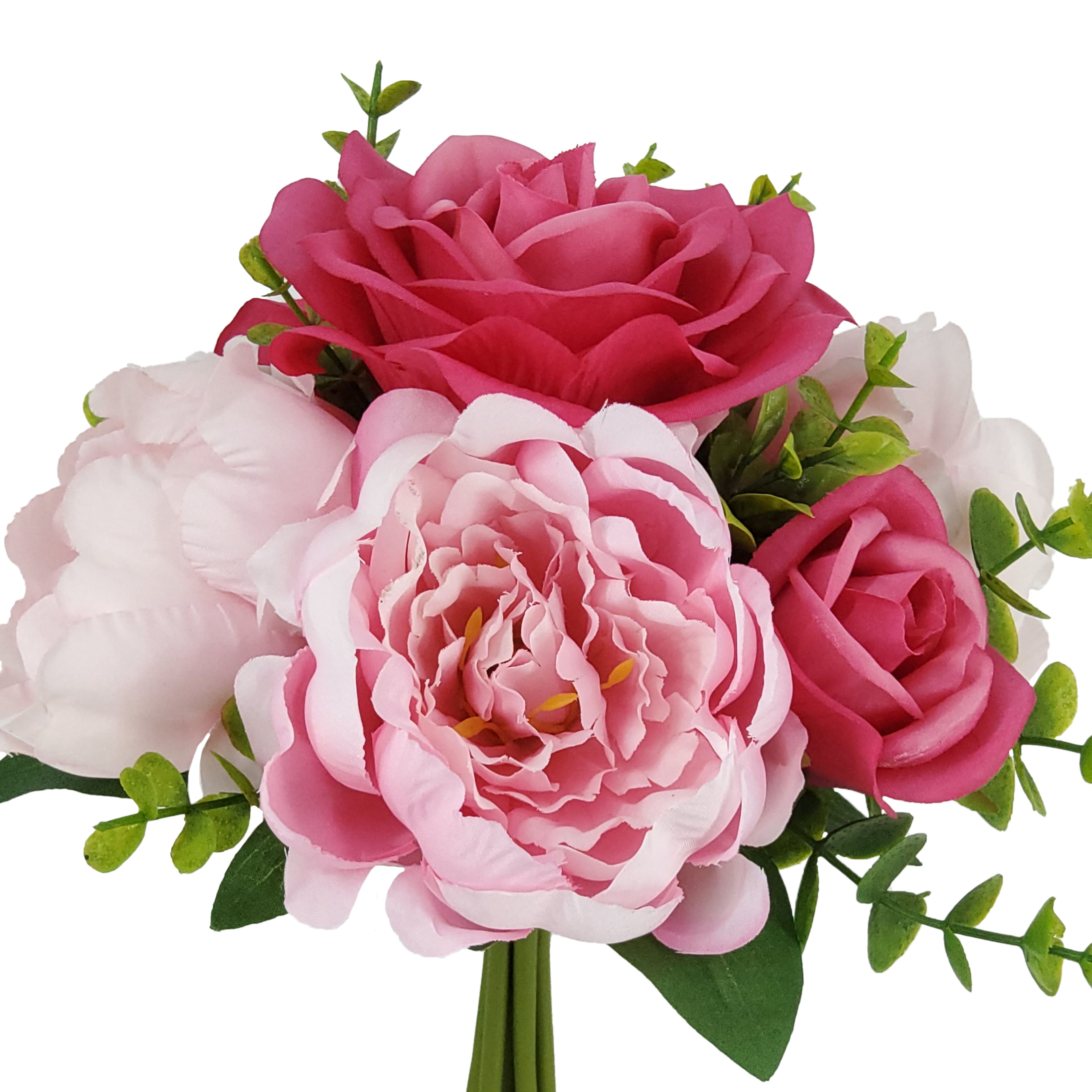 11.5" Fuchsia & Pink Peony & Rose Bouquet by Ashland®