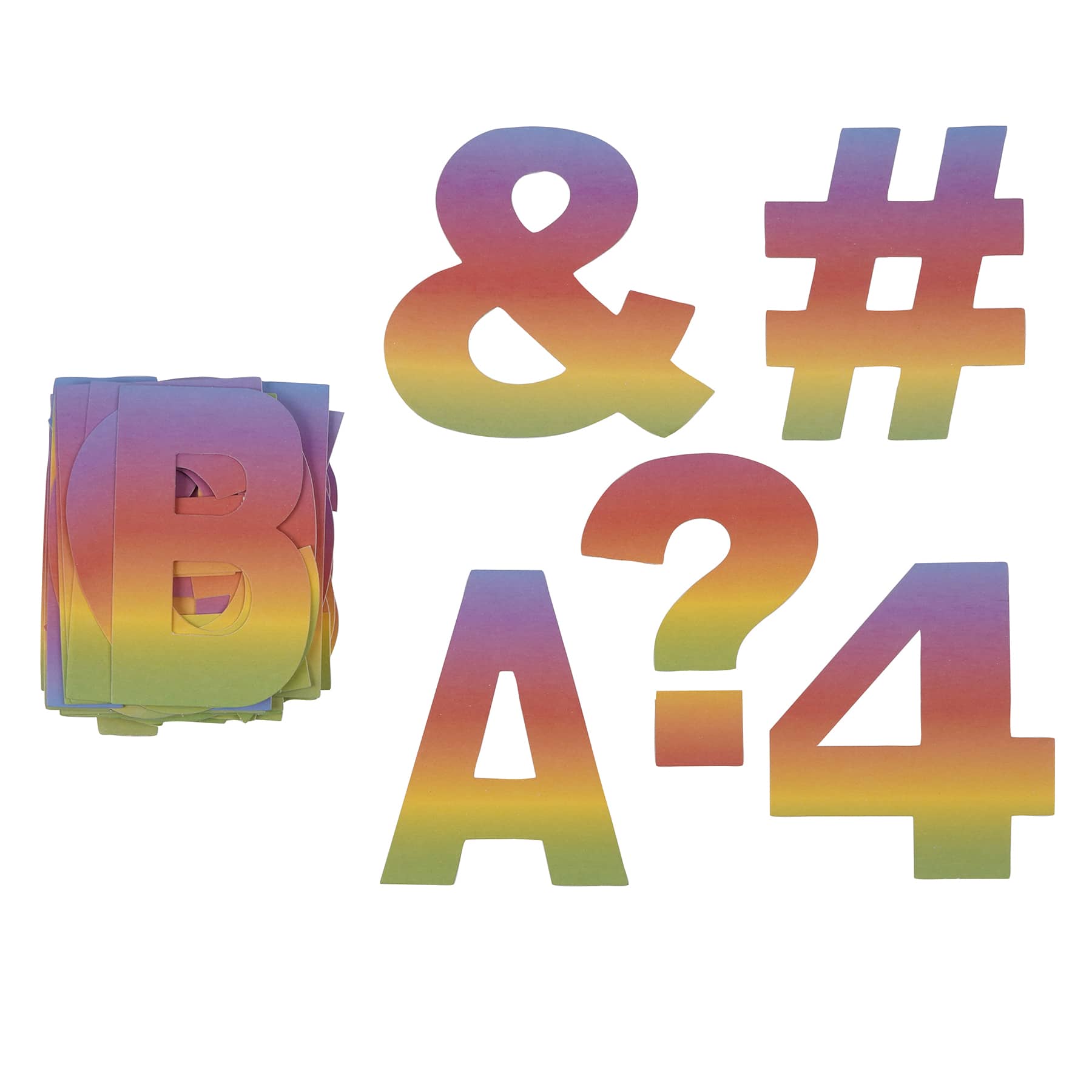 12 Packs: 129 ct. (1,548 total) 4" Rainbow Project Letters, Numbers & Characters by B2C™