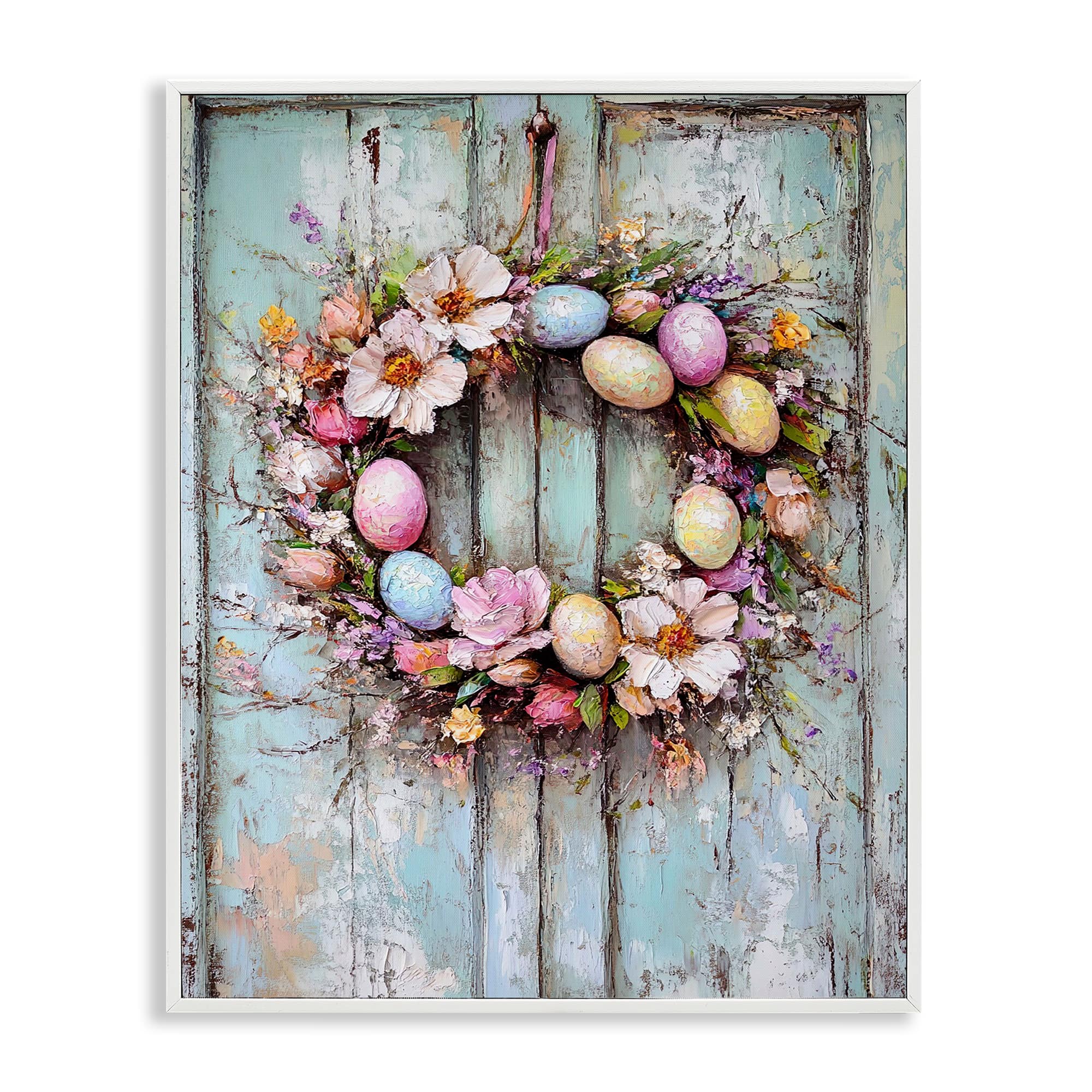 Stupell Industries Rustic Easter Egg Wreath Frame Giclée Wall Art