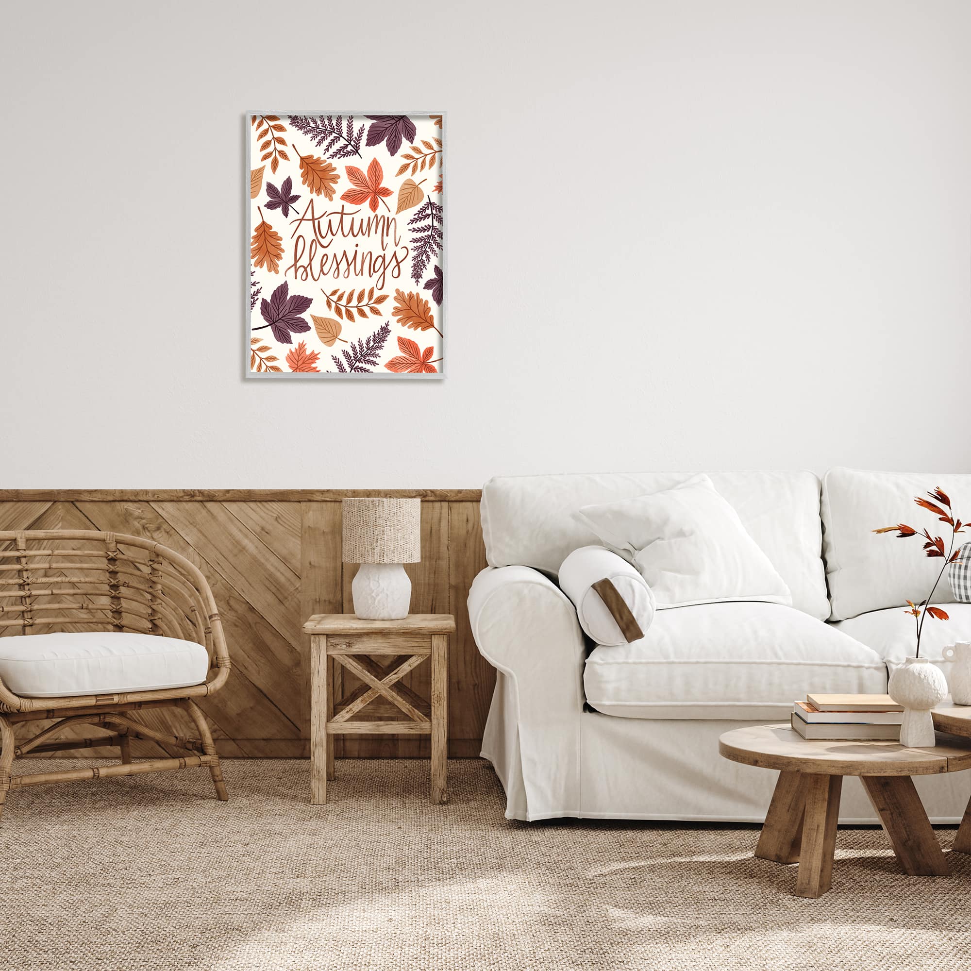 Stupell Industries Autumn Blessings Fern Leaves Nature Framed Giclee Art