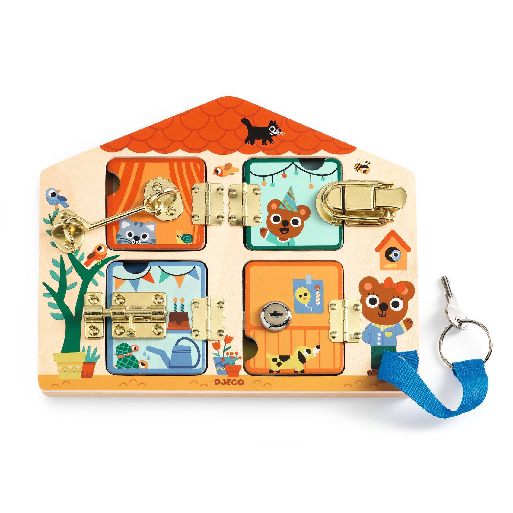 DJECO Cabanalock Skill Wooden Lock Activity Board Kit