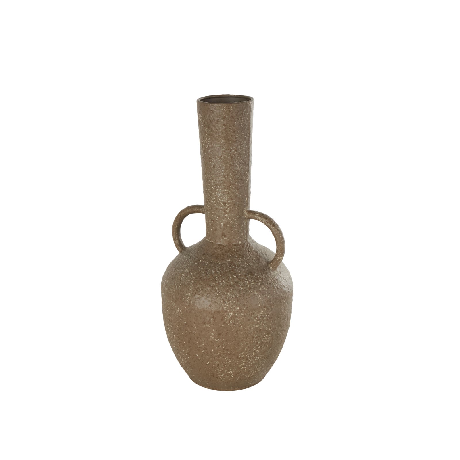 17" Brown Metal Antique Inspired Vase with Handles