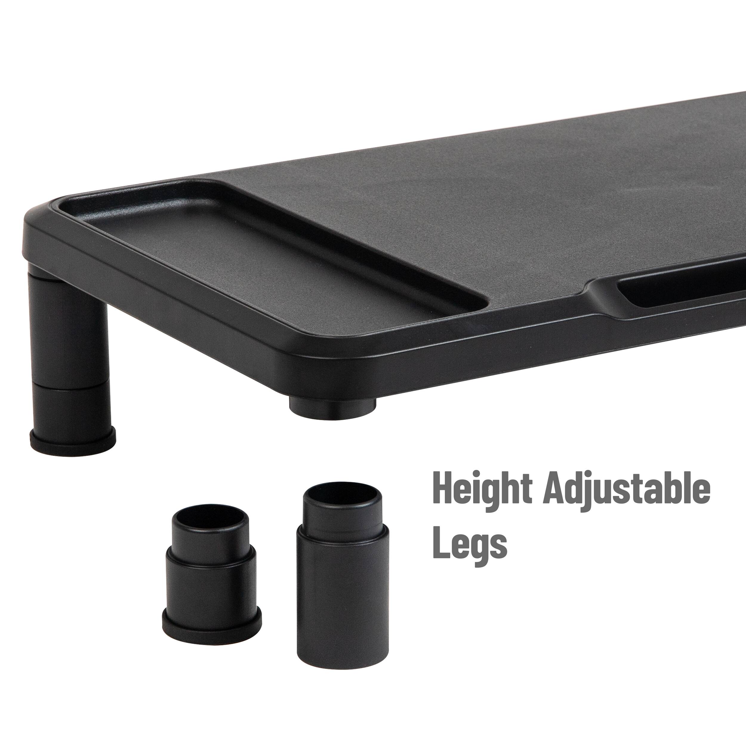 Mind Reader Monitor Stand, Laptop Riser, Desktop Organizer, Office, Plastic, Set of 2, Black