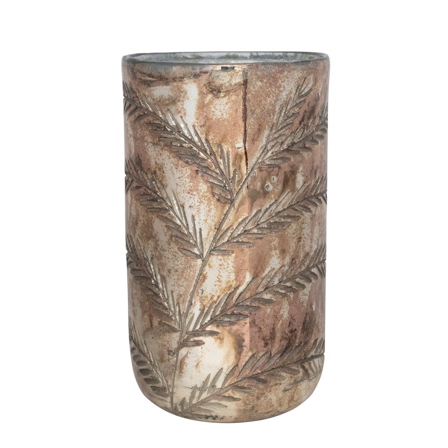 Hello Honey® 10.5" Antique Silver Etched Glass Hurricane Décor