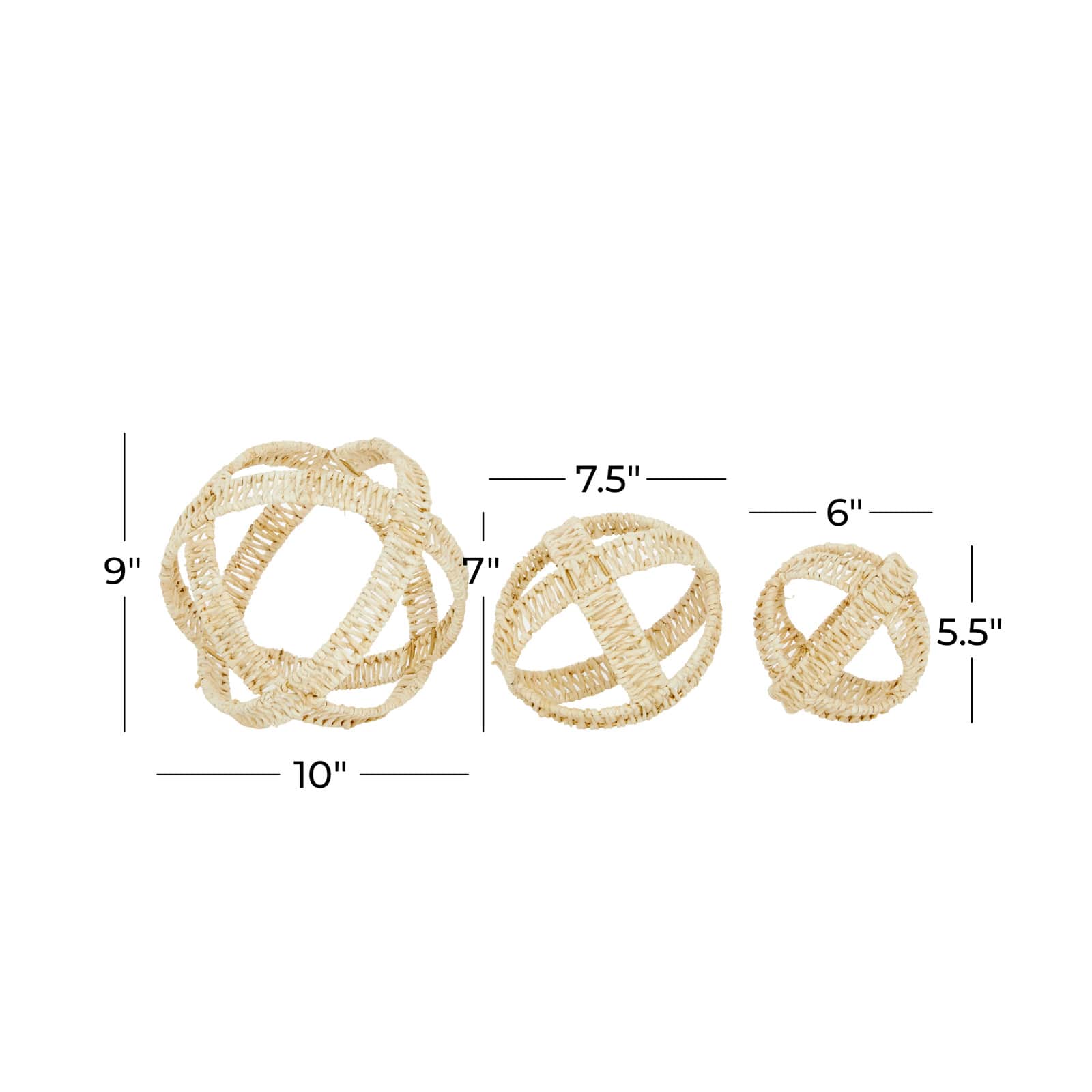 Cream Metal Natural Geometric Sculpture Set