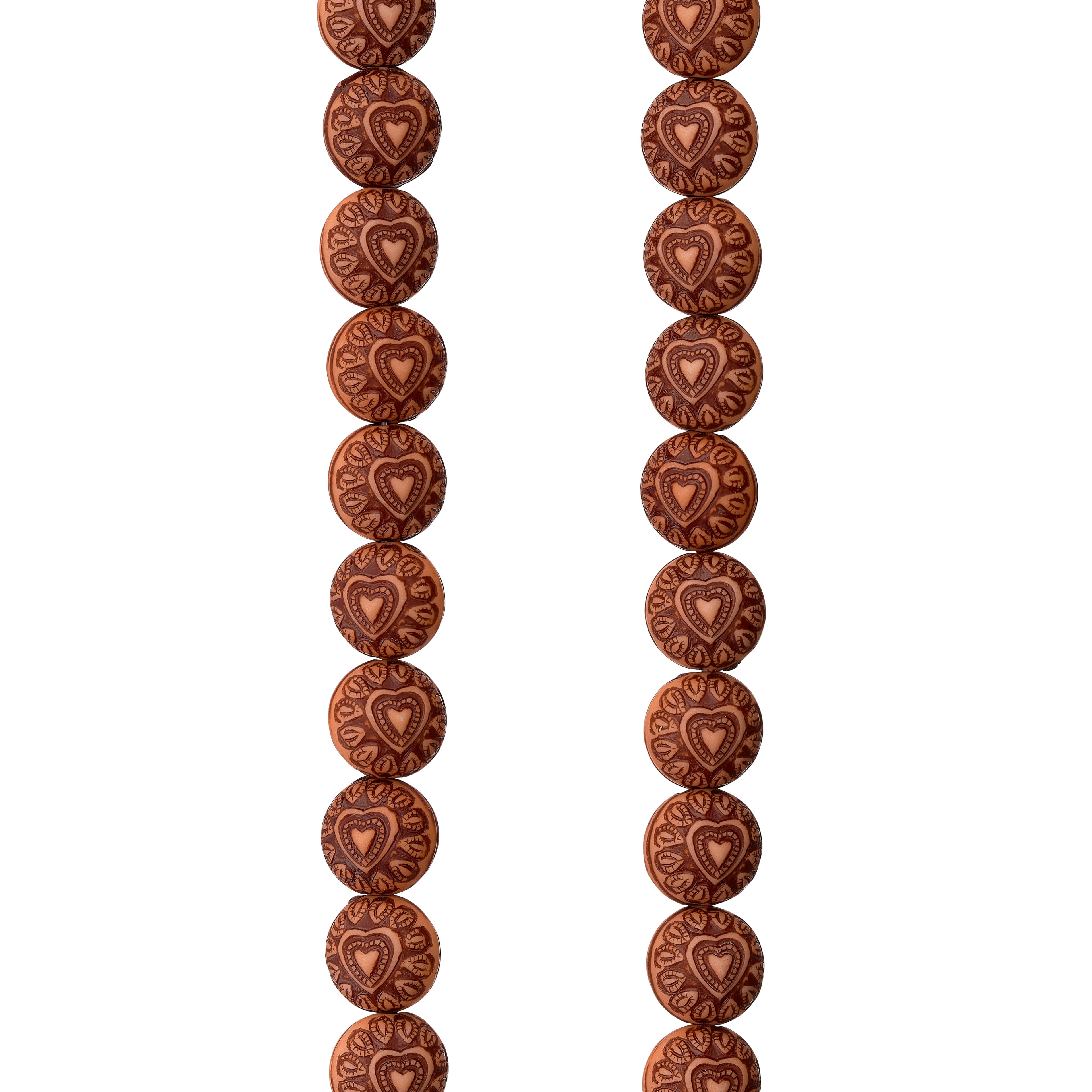 12 Packs: 32 ct. (384 total)  Amber Heart Design Resin Round Beads, 10mm by Bead Landing™