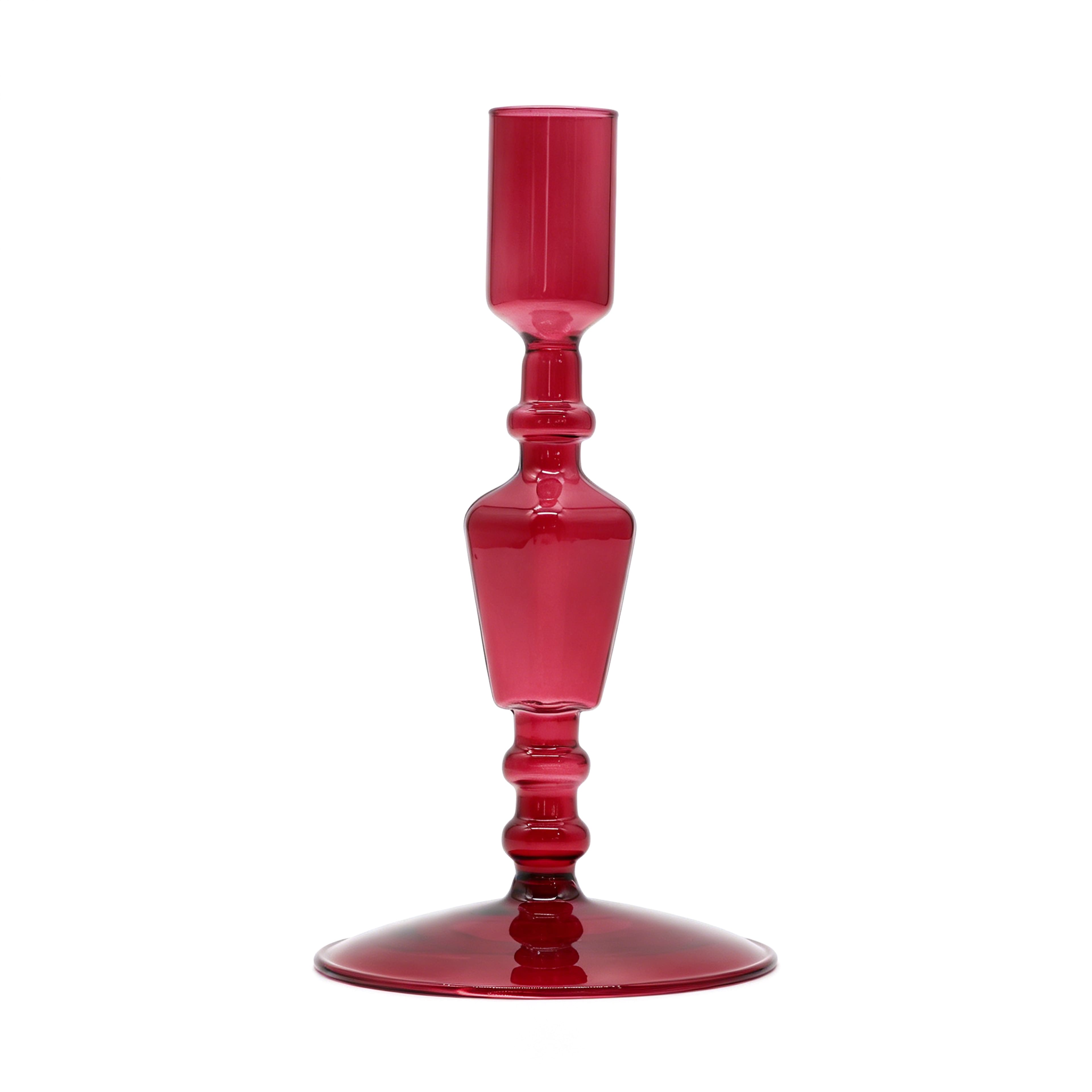 6.5" Burgundy Glass Taper Candle Holder by Ashland®