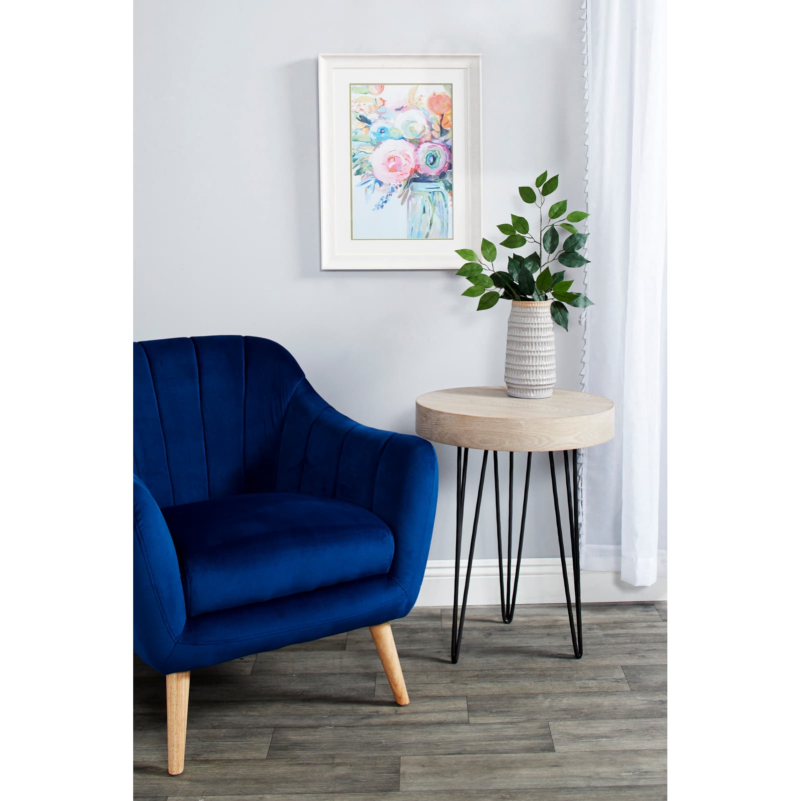 Brown Wood & Metal Modern Accent Table