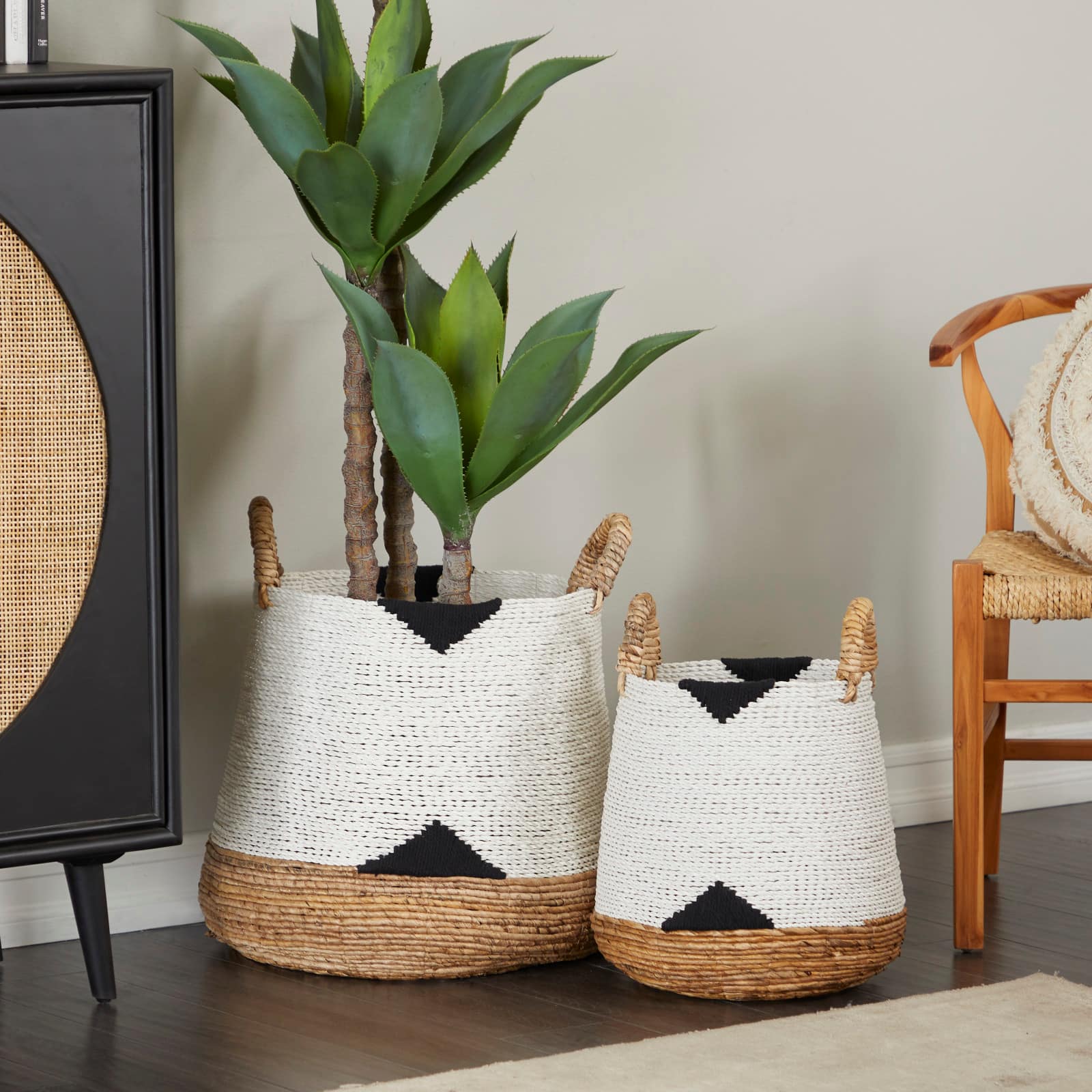 CosmoLiving by Cosmopolitan Banana Leaf Bohemian Storage Basket Set