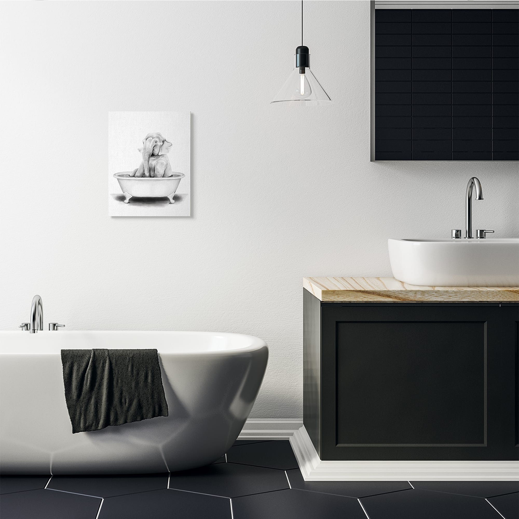 Stupell Industries Elephant In A Tub Wall Art