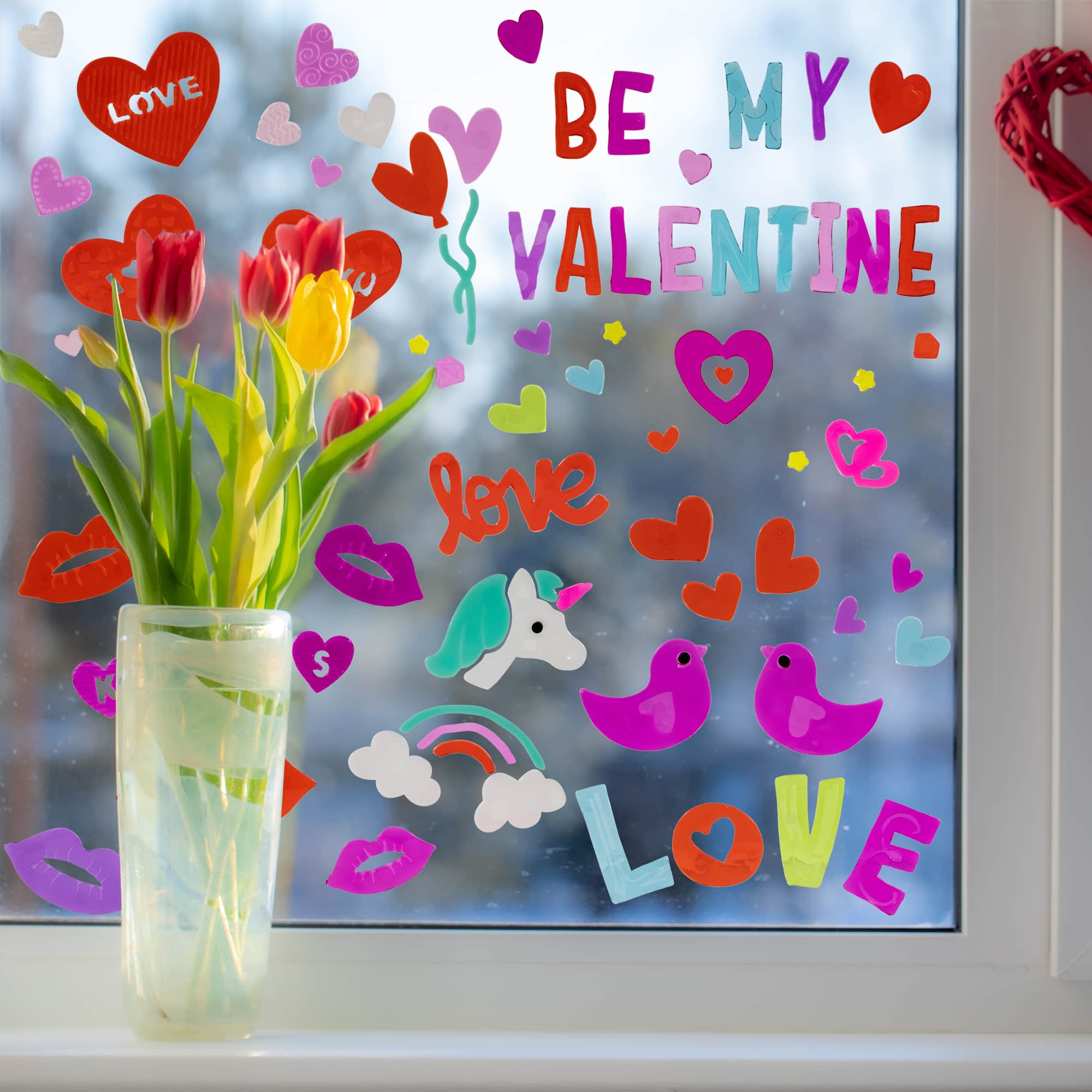 Double Sided Valentine's Day Gel Window Clings, 5ct.