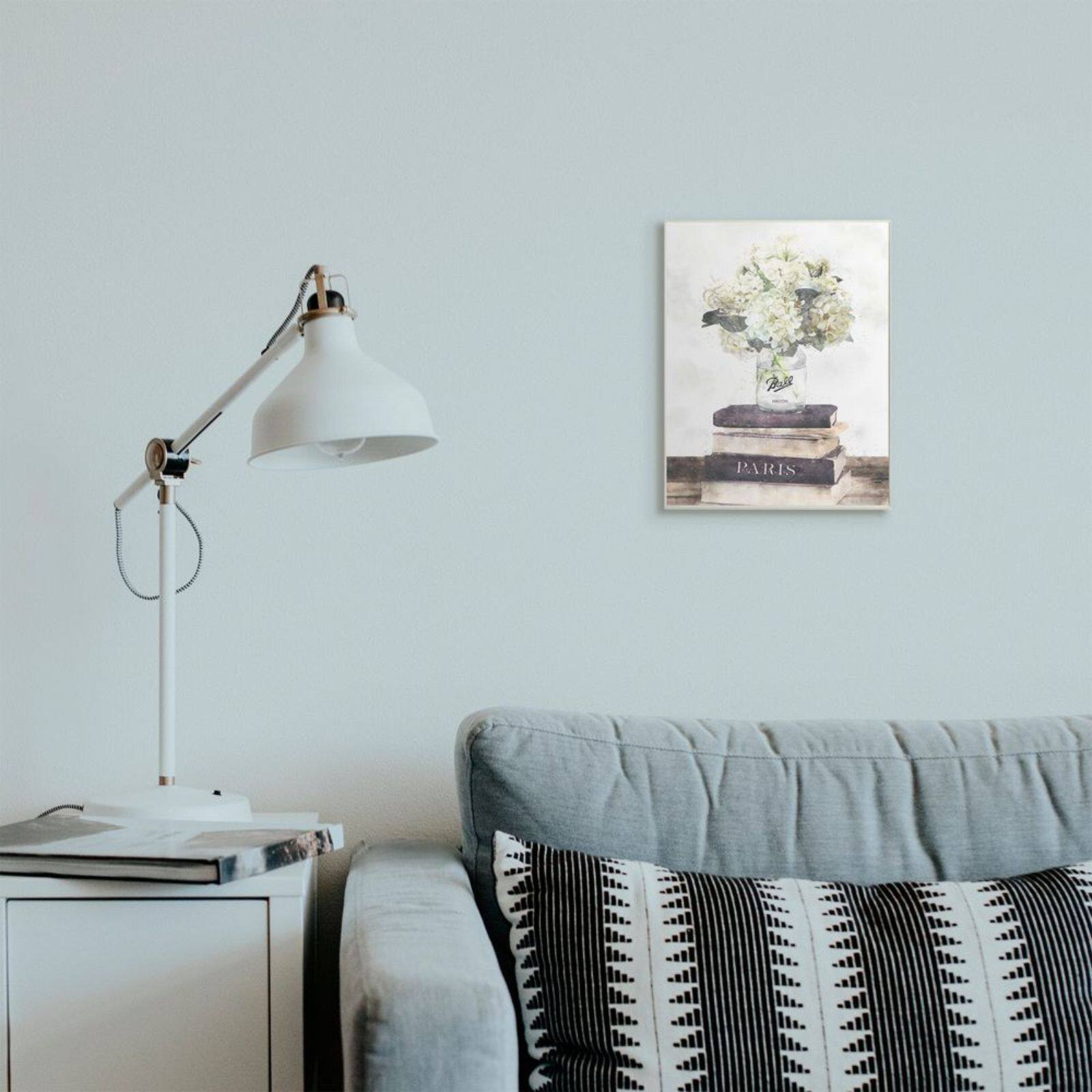 Stupell Industries White Florals on Parisian Bookstack Wall Plaque