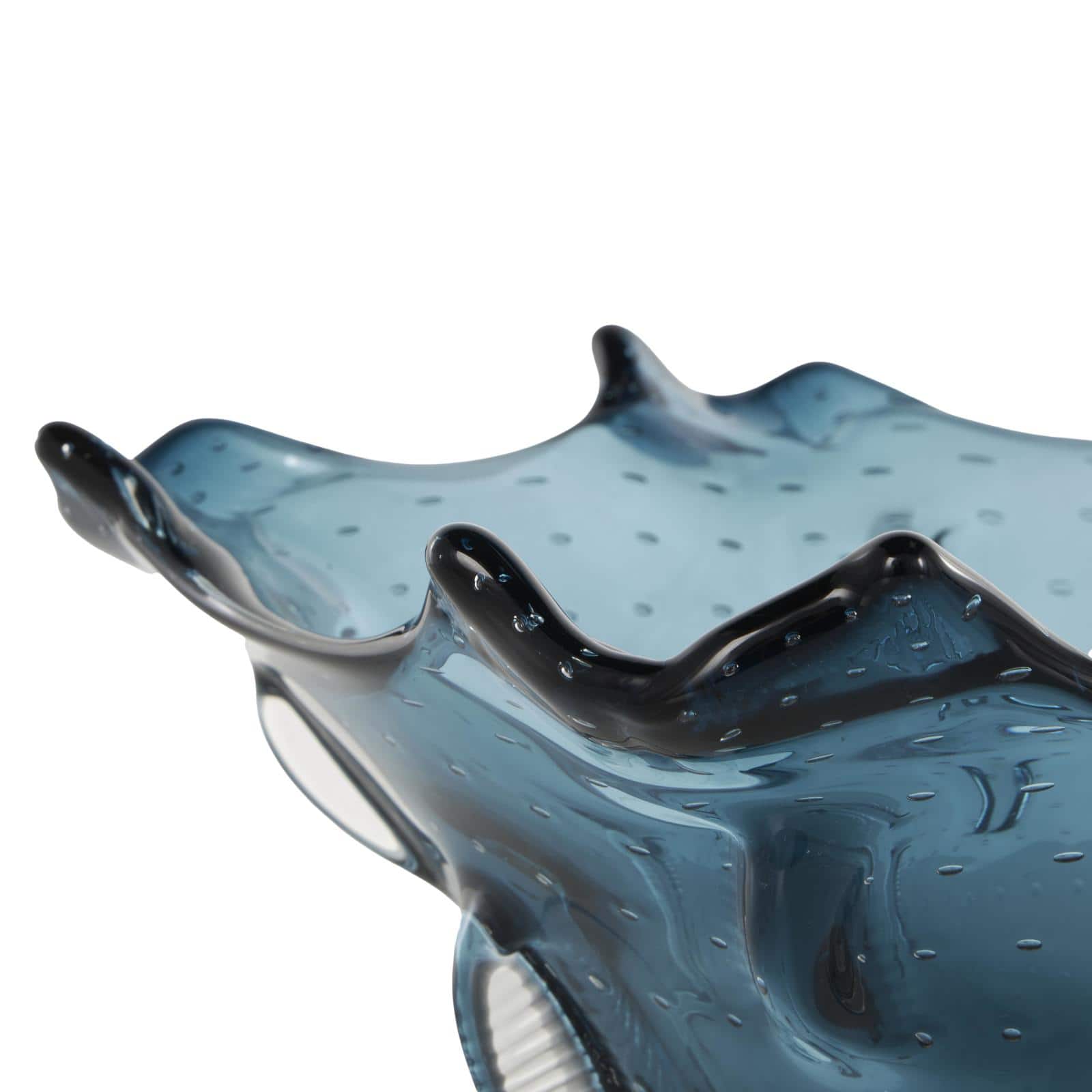 13" Dark Blue Ombre Glass Bowl