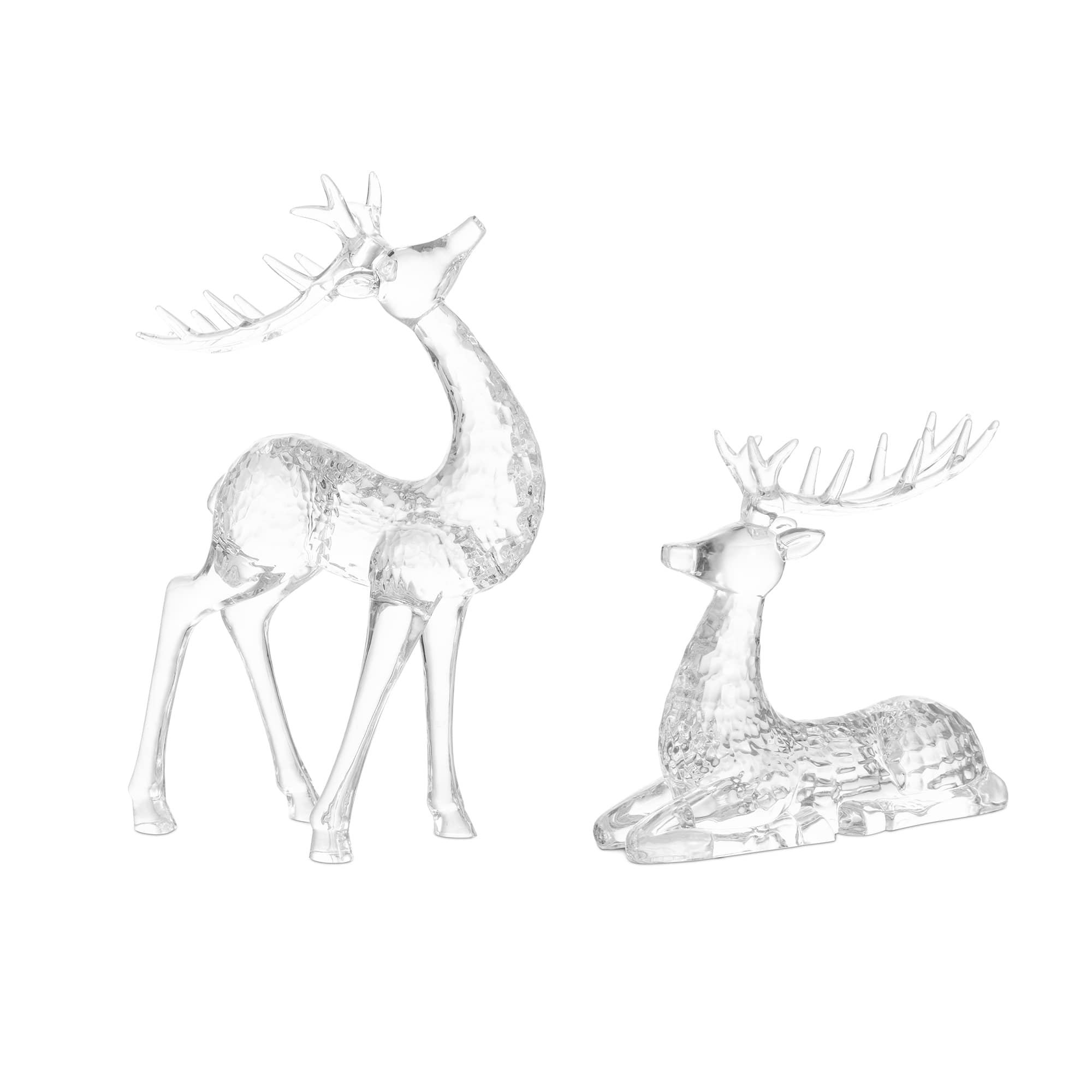 Glitzhome® Set of 2 Christmas Acrylic Reindeer Table Decor in Clear | 7" x 2.83" x 11" | Michaels®