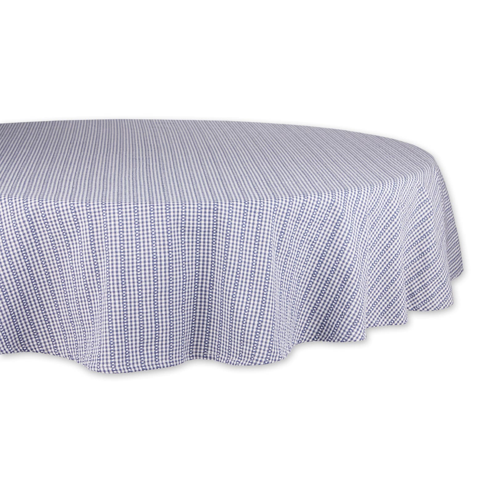 French Blue Farmhouse Gingham Tablecoth 70" Round
