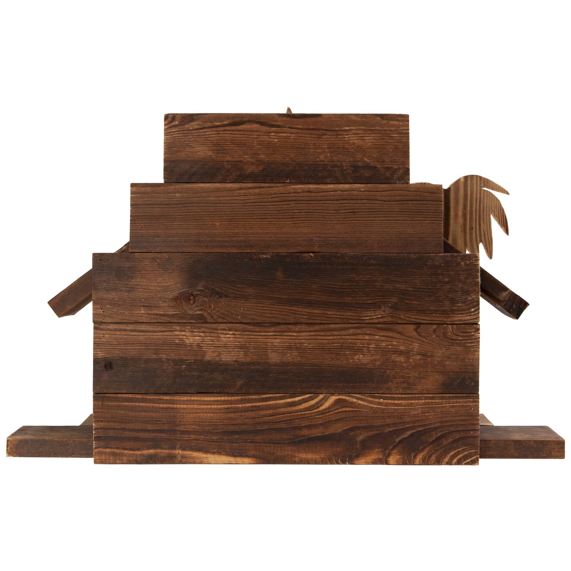Wooden Nativity Stable with Star and Palm Tree - 22"