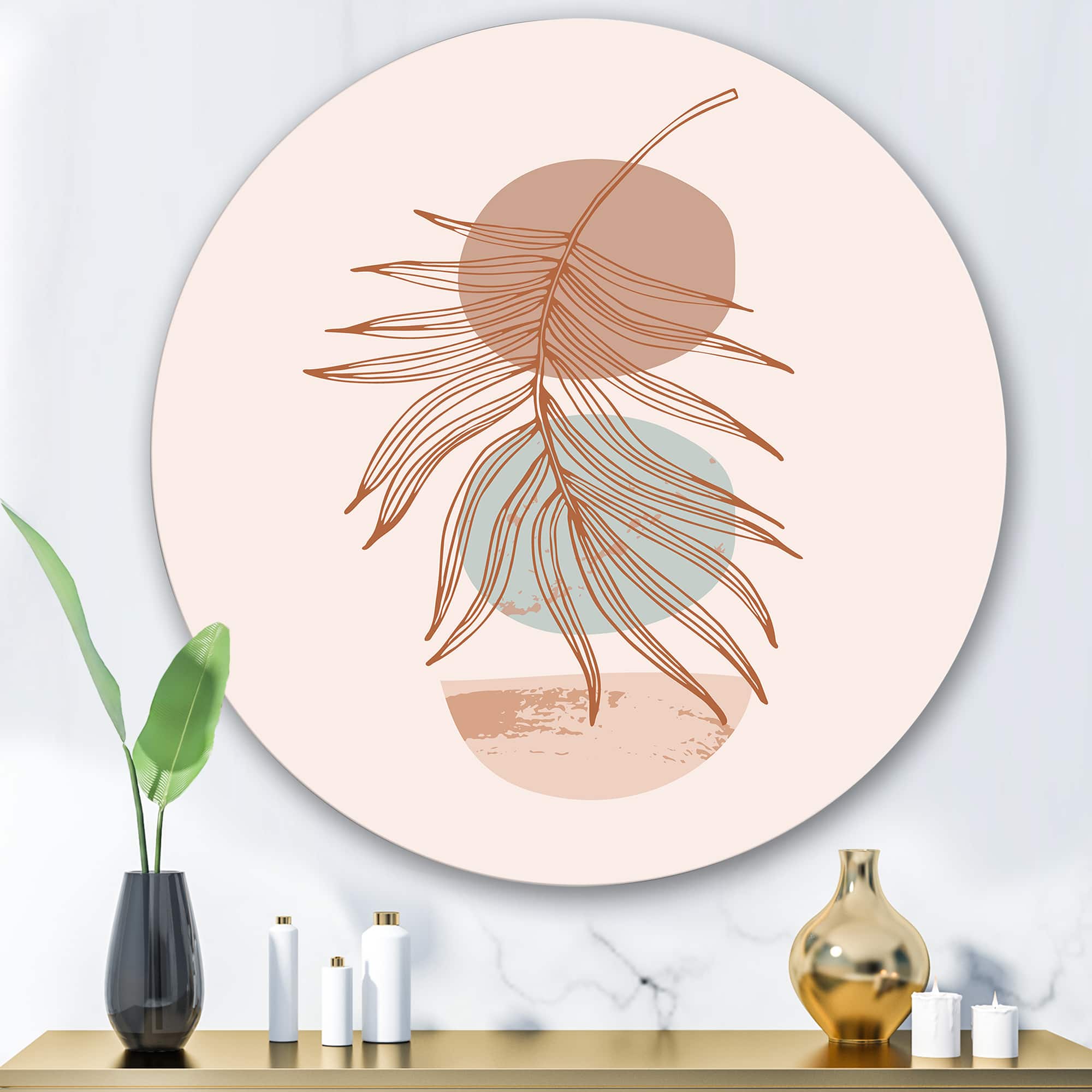 Designart - Moon & Sun Shapes In Retro Terracotta Tones II