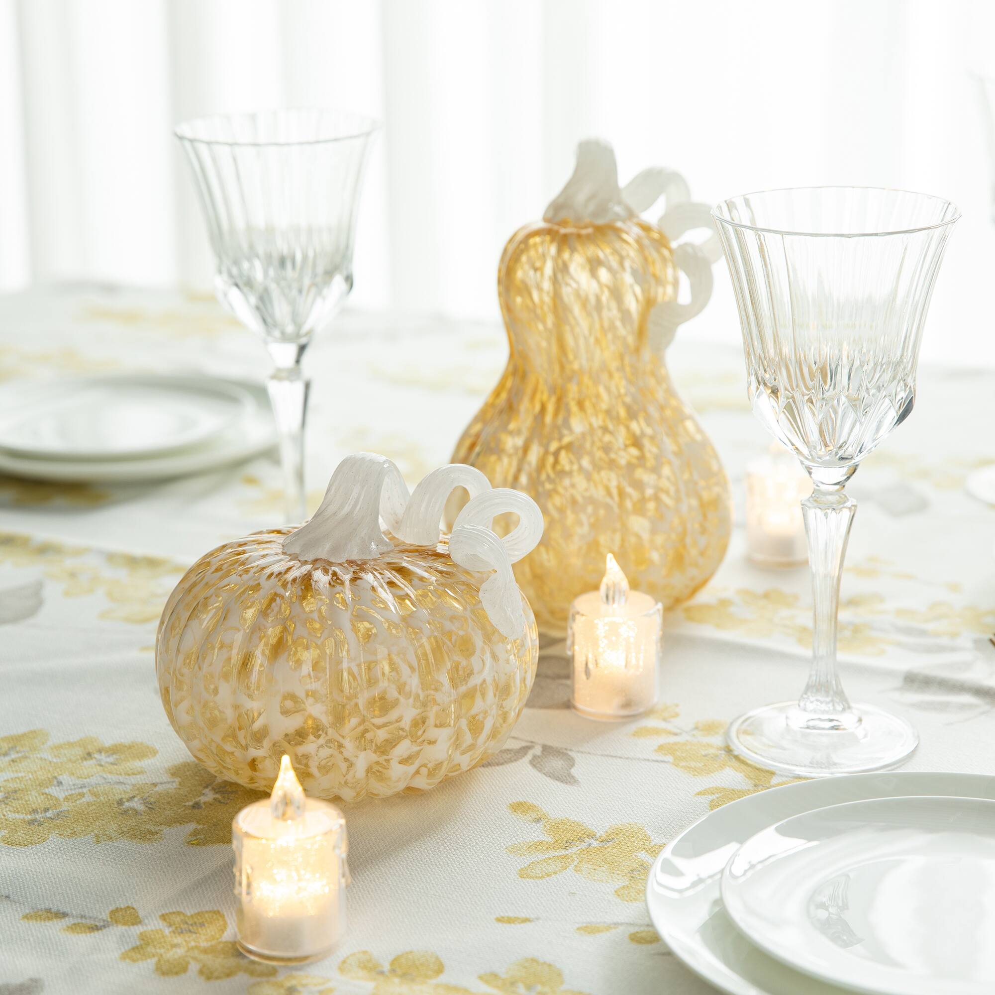 Glitzhome® 8.5" Fall Amber Dots Glass Gourd