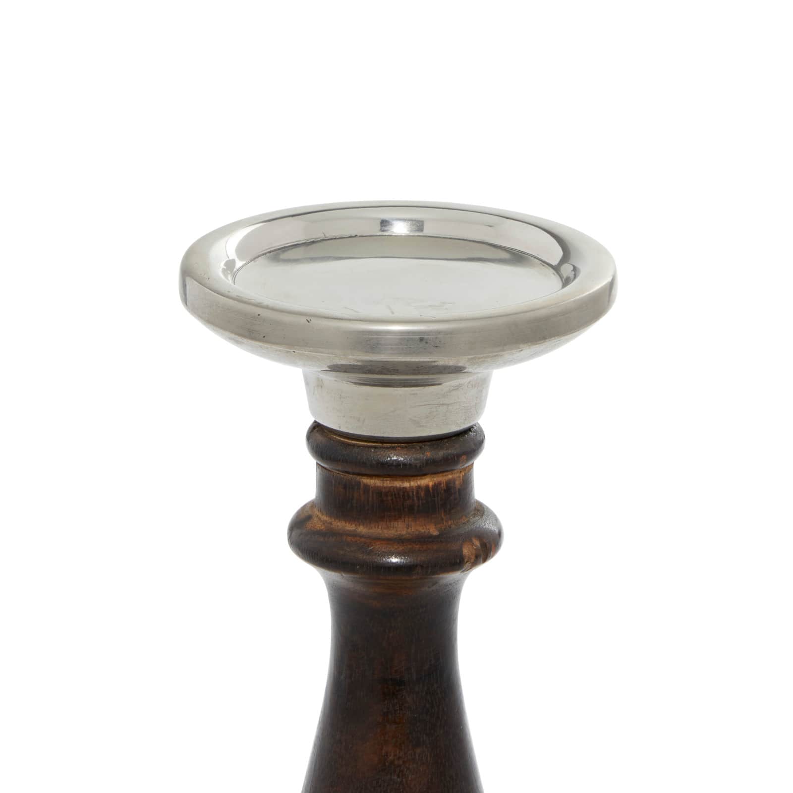 Dark Brown Mango Wood Traditional Candle Holder Set