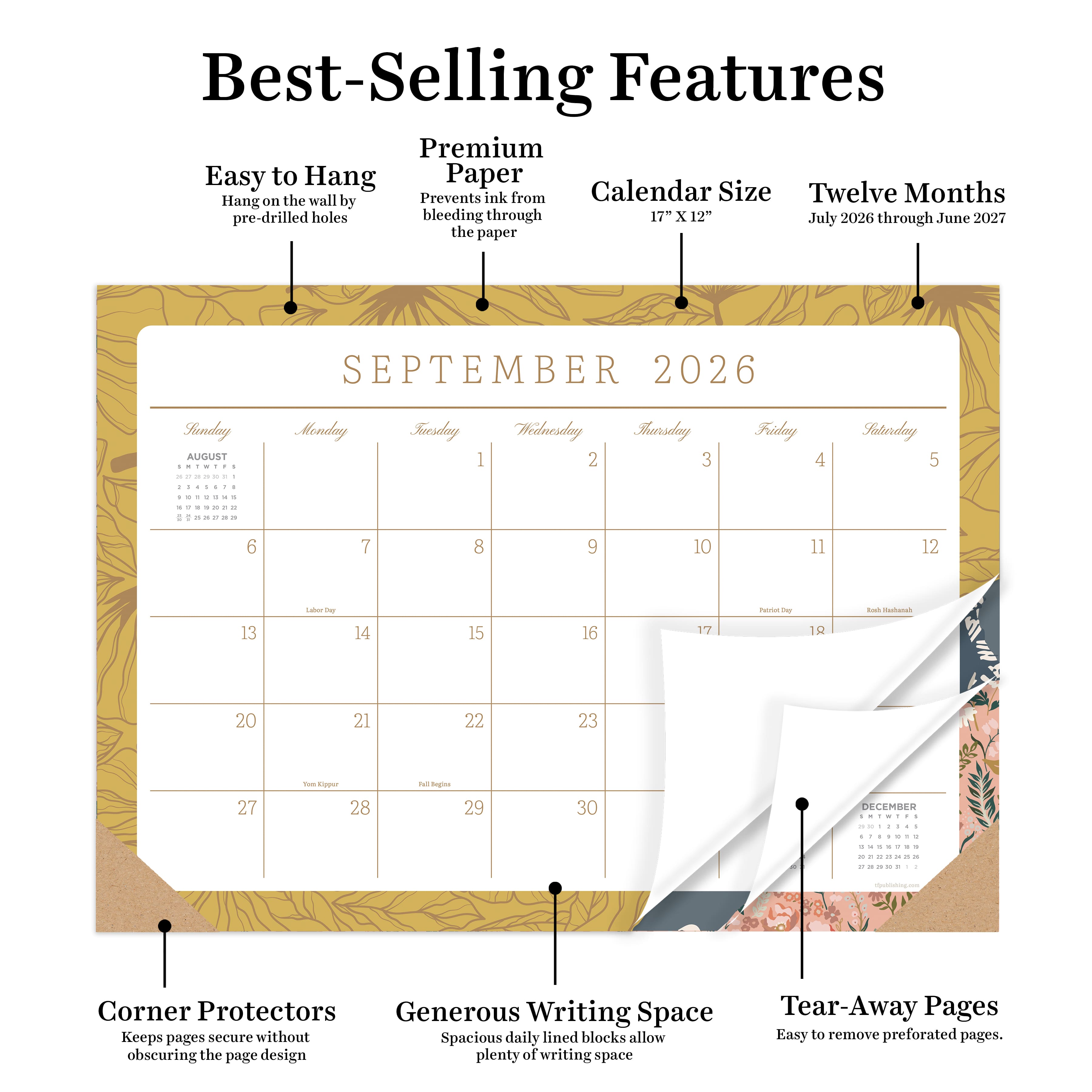 TF Publishing 2026-27 Artisan Legacy Desk Pad Monthly Blotter Calendar