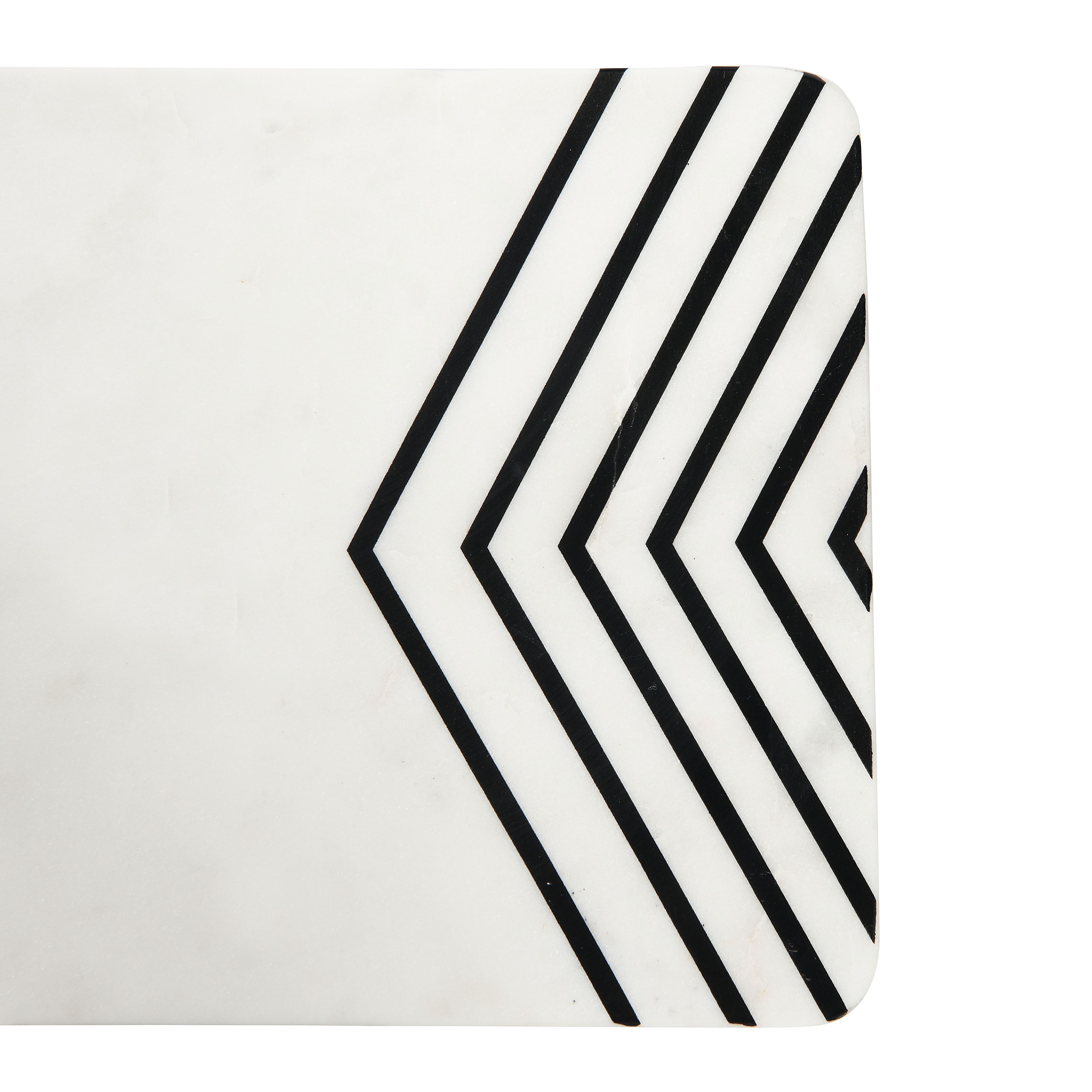 Hello Honey® 17" White and Black Chevron Marble Cheese/Cutting Board