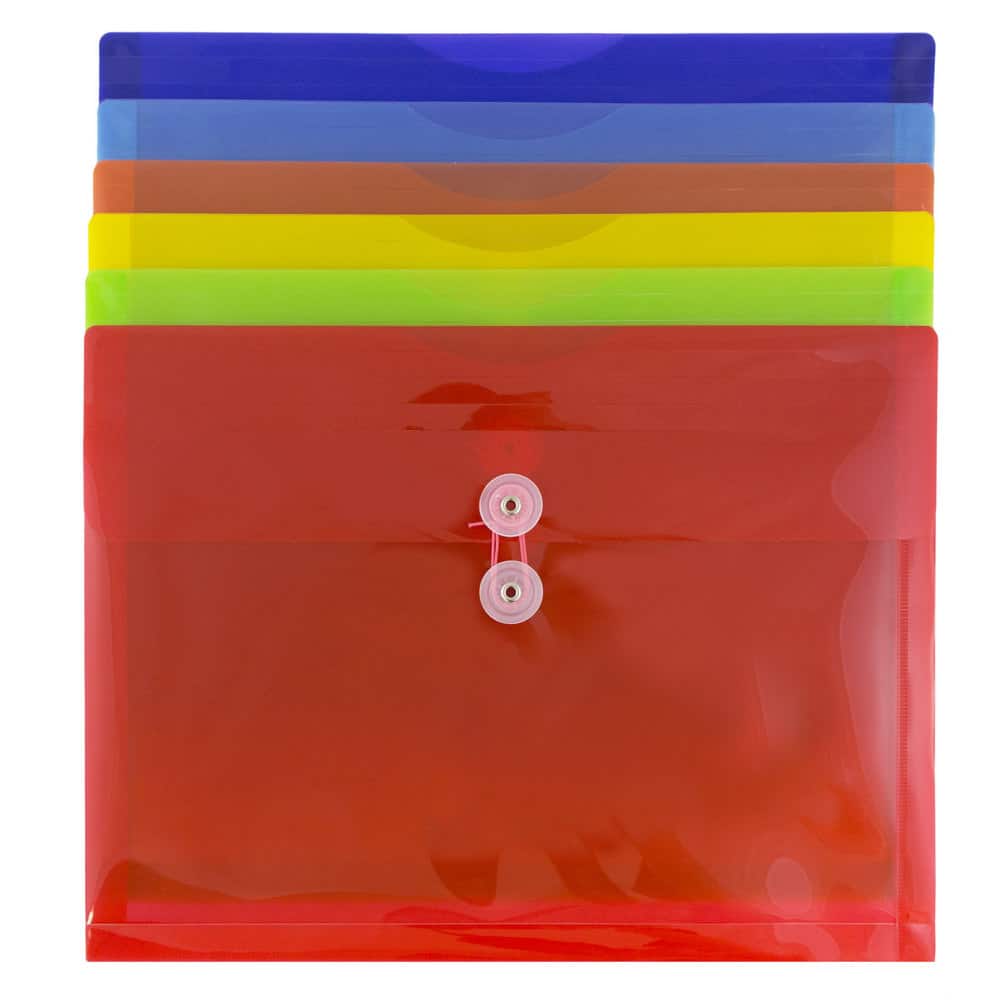 JAM Paper 9.75" x 13" Plastic Button & String Tie Closure Envelopes, 6ct.