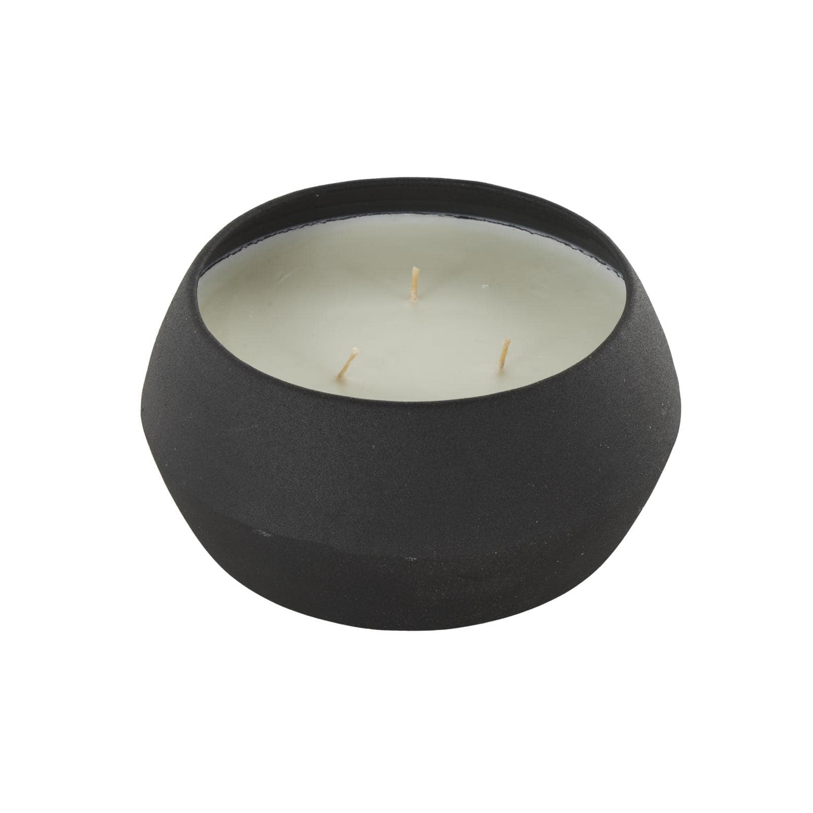 Ivory and Iris 30oz. Black with White Wax 3 Wick Creamy Vanilla Swirl Scented Textured Metal Candle