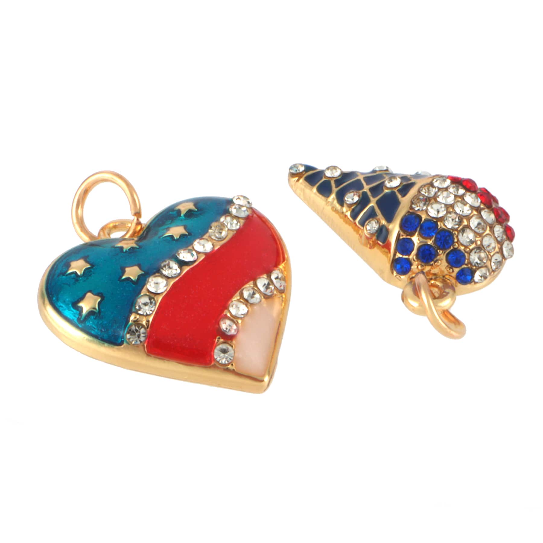 Gold & Rhinestone USA Charms Set by Bead Landing™