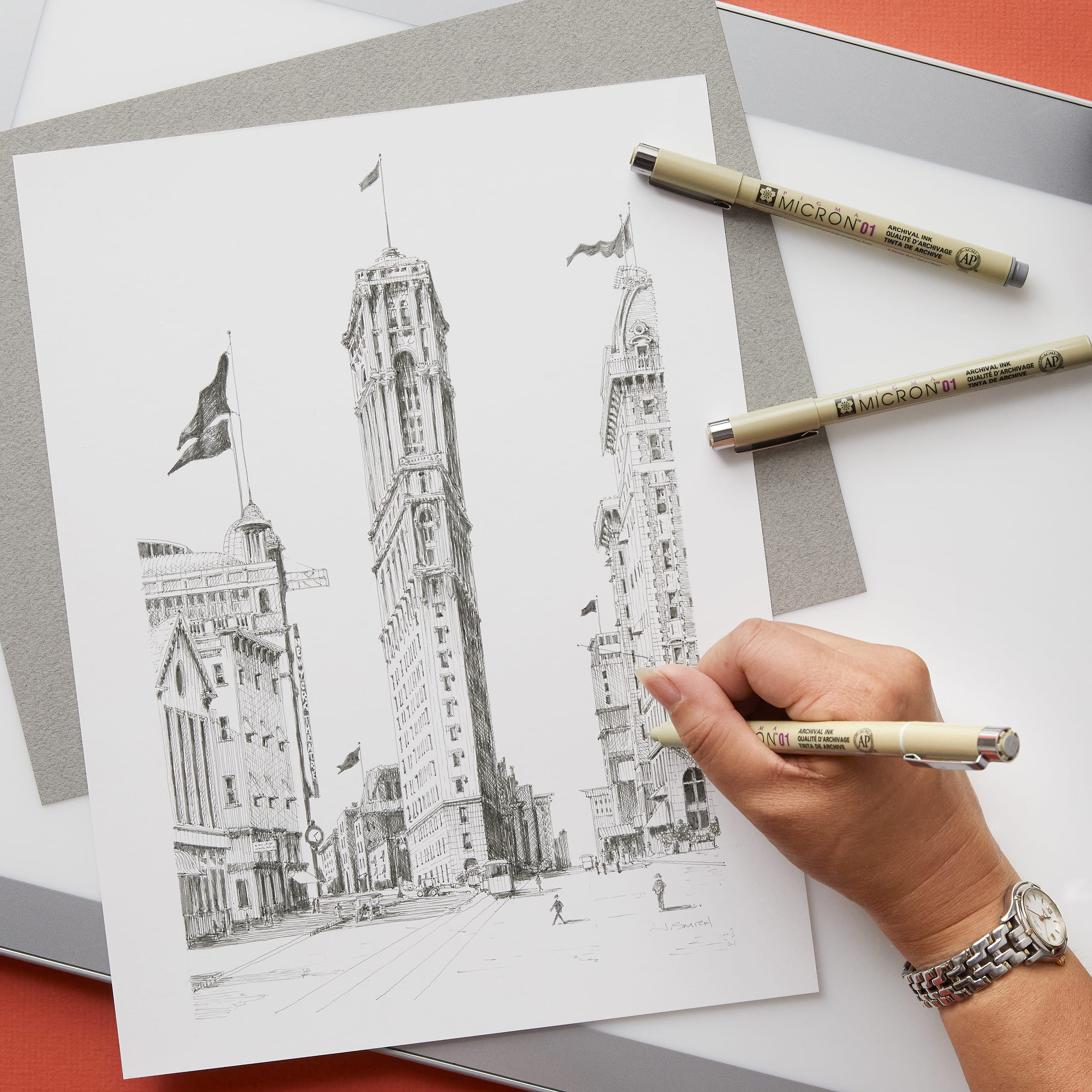 Ensemble de stylos à encre grise Brush de Micron