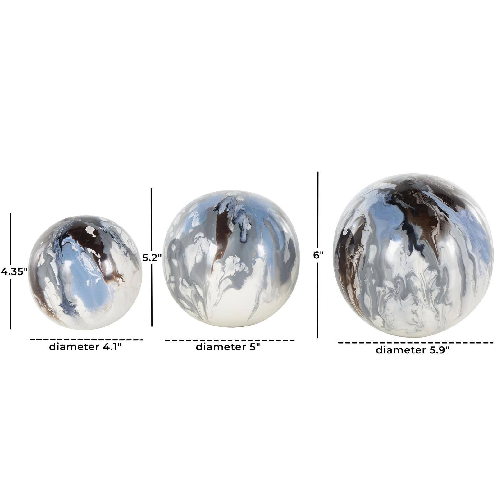 Blue, Brown & Cream Metal Abstract Swirl Orbs & Vase Filler Set