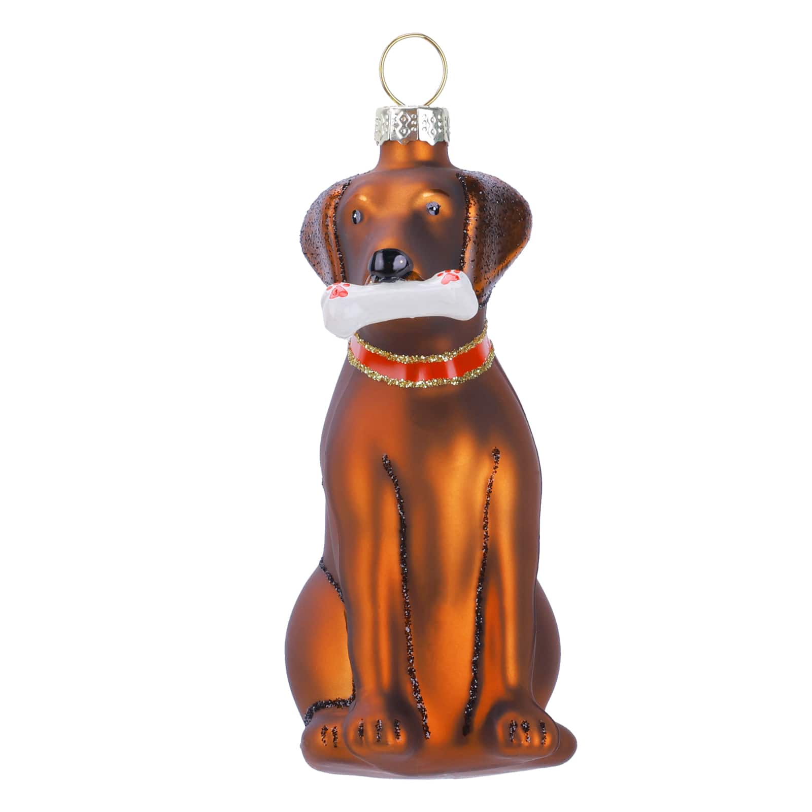 3.8" Brown Dog Hand Painted Glass Ornament by Ashland®