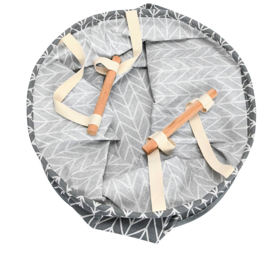 Household Essentials Krush Round Hamper with Wood Dowel Handles