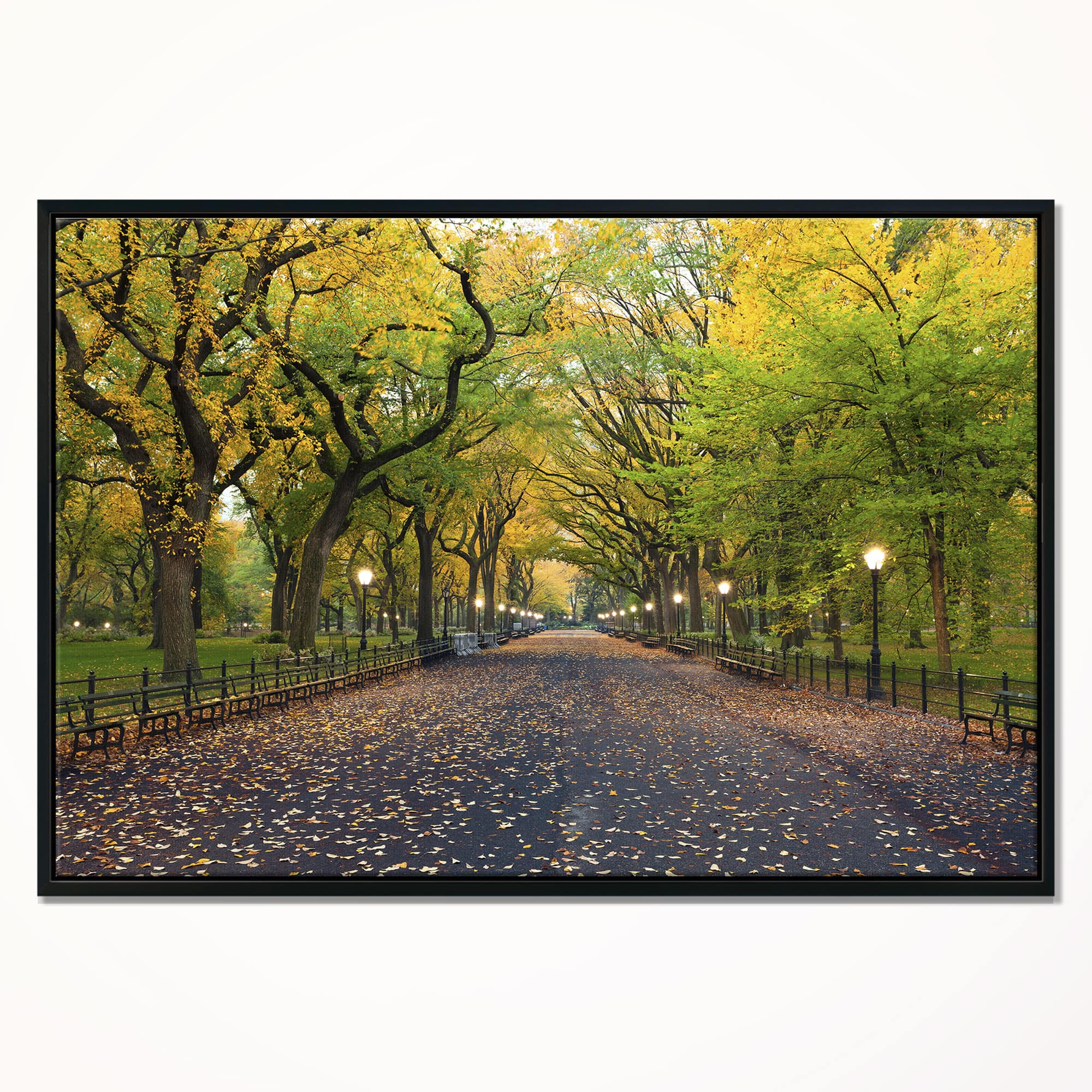 Designart - The Mall Area in Central Park - Large Landscape Framed Canvas Art