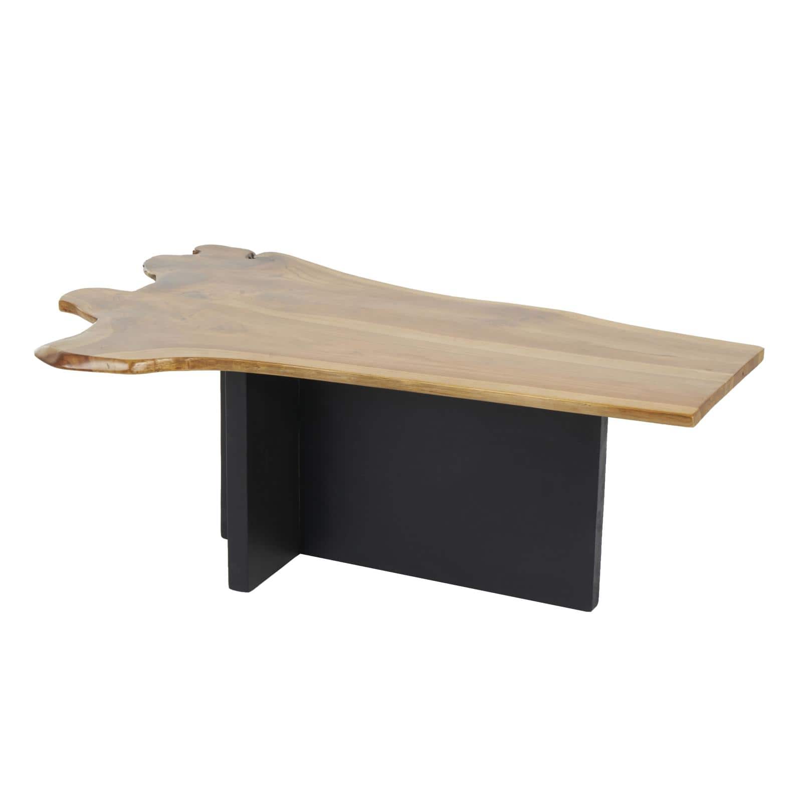 48" Brown Teak Wood Handmade Coffee Table with Brown Live Edge Tabletop