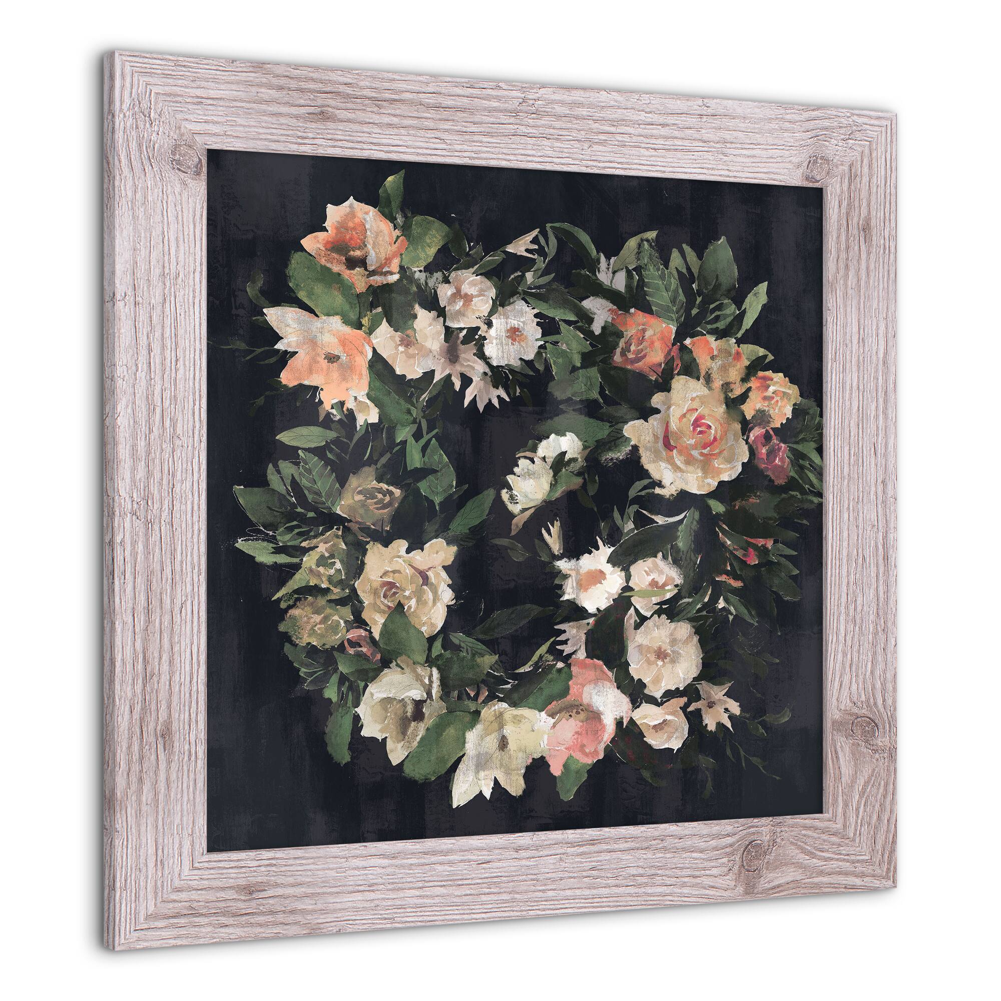 Navy Floral 16" x 16" Western White Framed Print