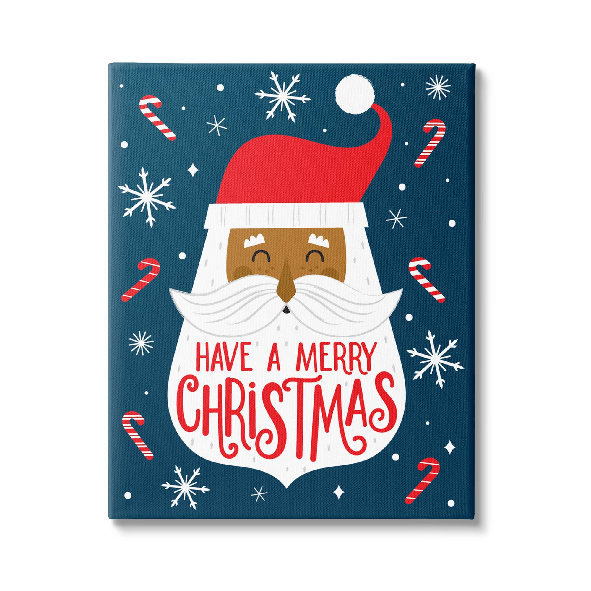 Stupell Industries Have Merry Christmas Patterned Santa Canvas Wall Art in Blue | 24" x 30" | Michaels&reg;