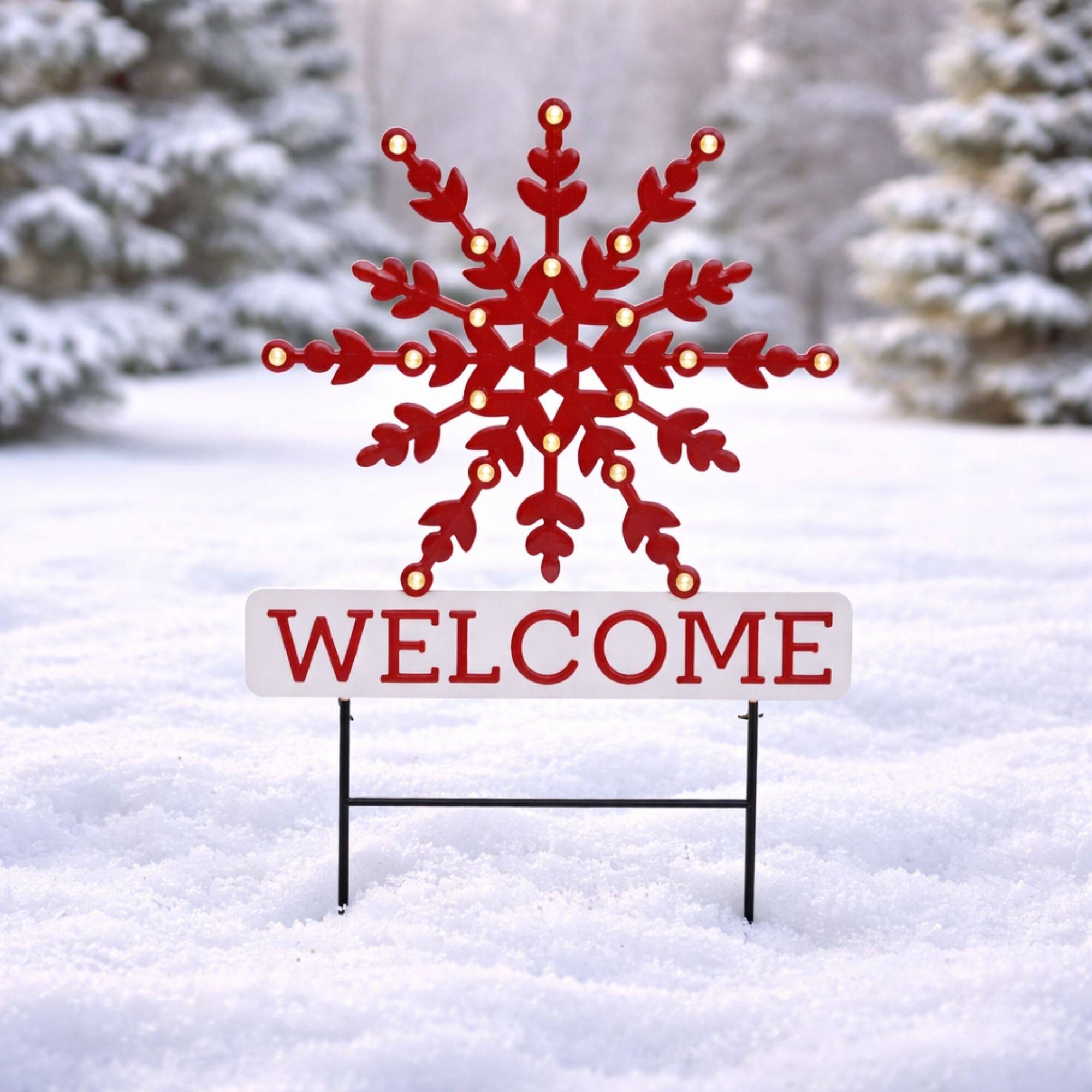 Melrose 28" LED Snowflake Welcome Planter Stake