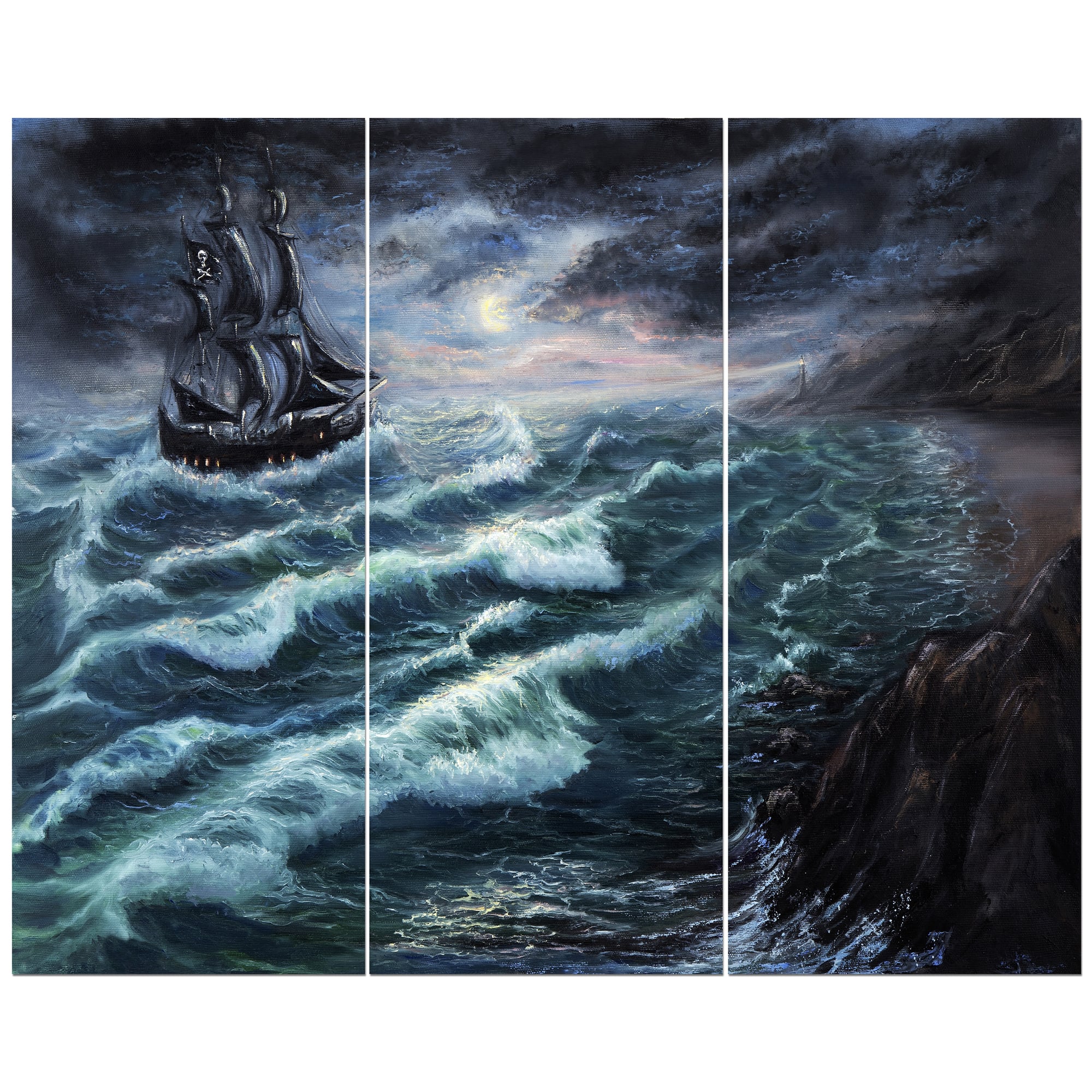 Designart - Pirate Ship Under Stormy Cloud