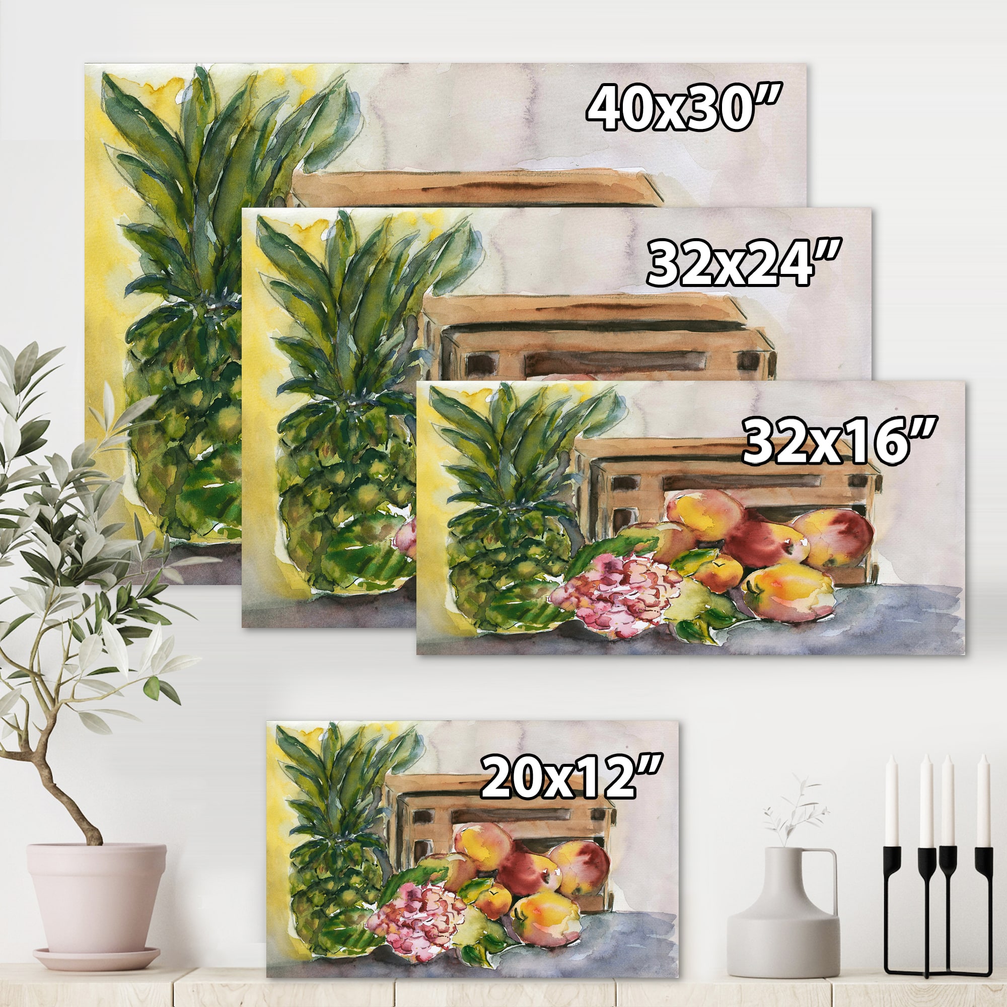 Designart - Vintage Fruits V - Farmhouse Canvas Wall Art Print