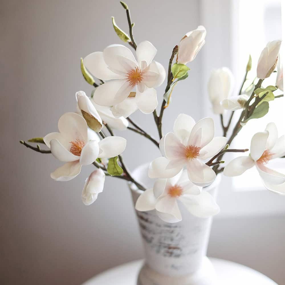 Prestige Botanicals 20" Artificial White Magnolia Tulip Stem